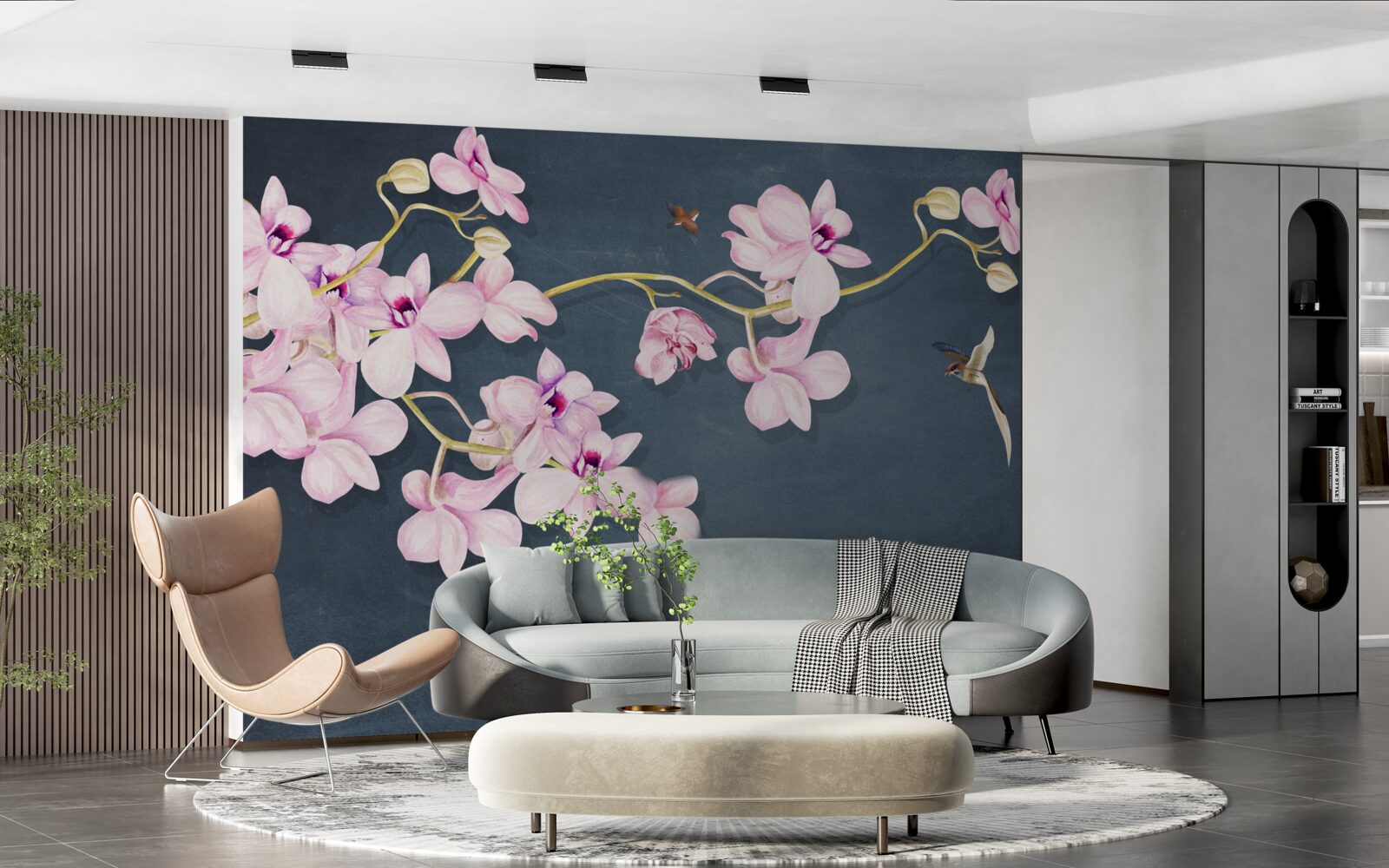 Fotobehang orchideeën in een delicate lila tint