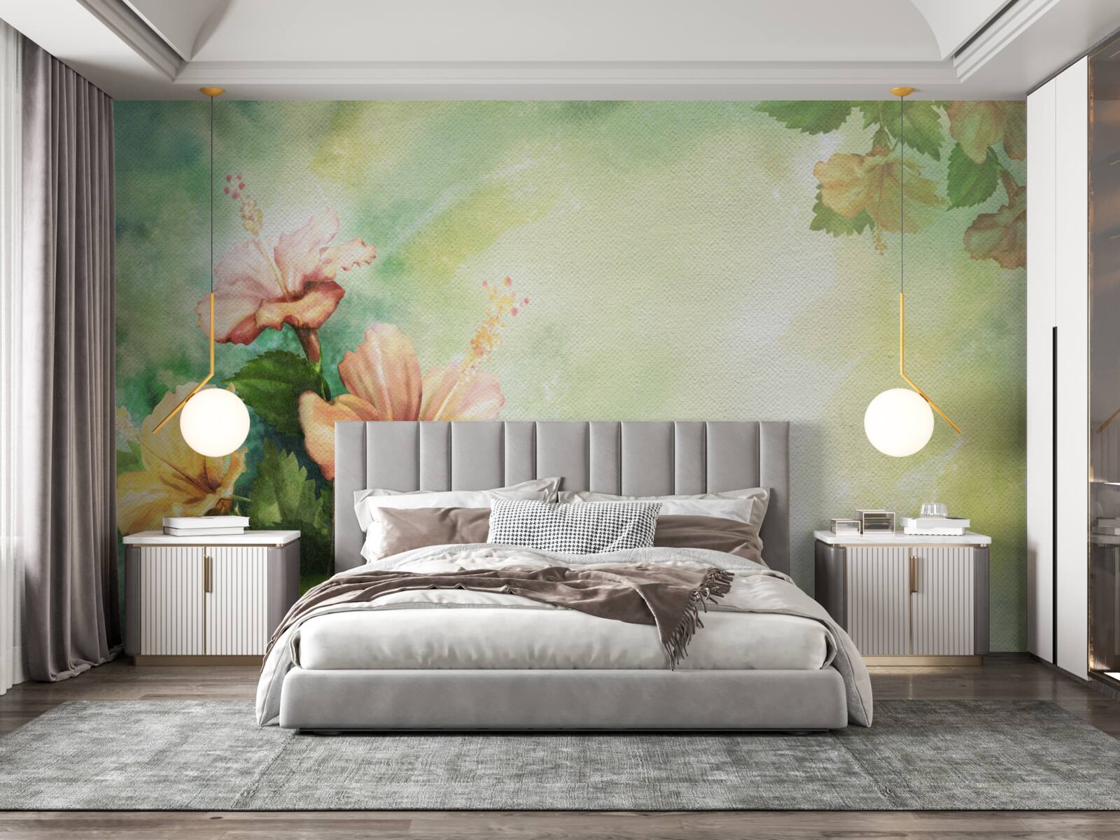 Fotobehang prachtige aquarelplanten