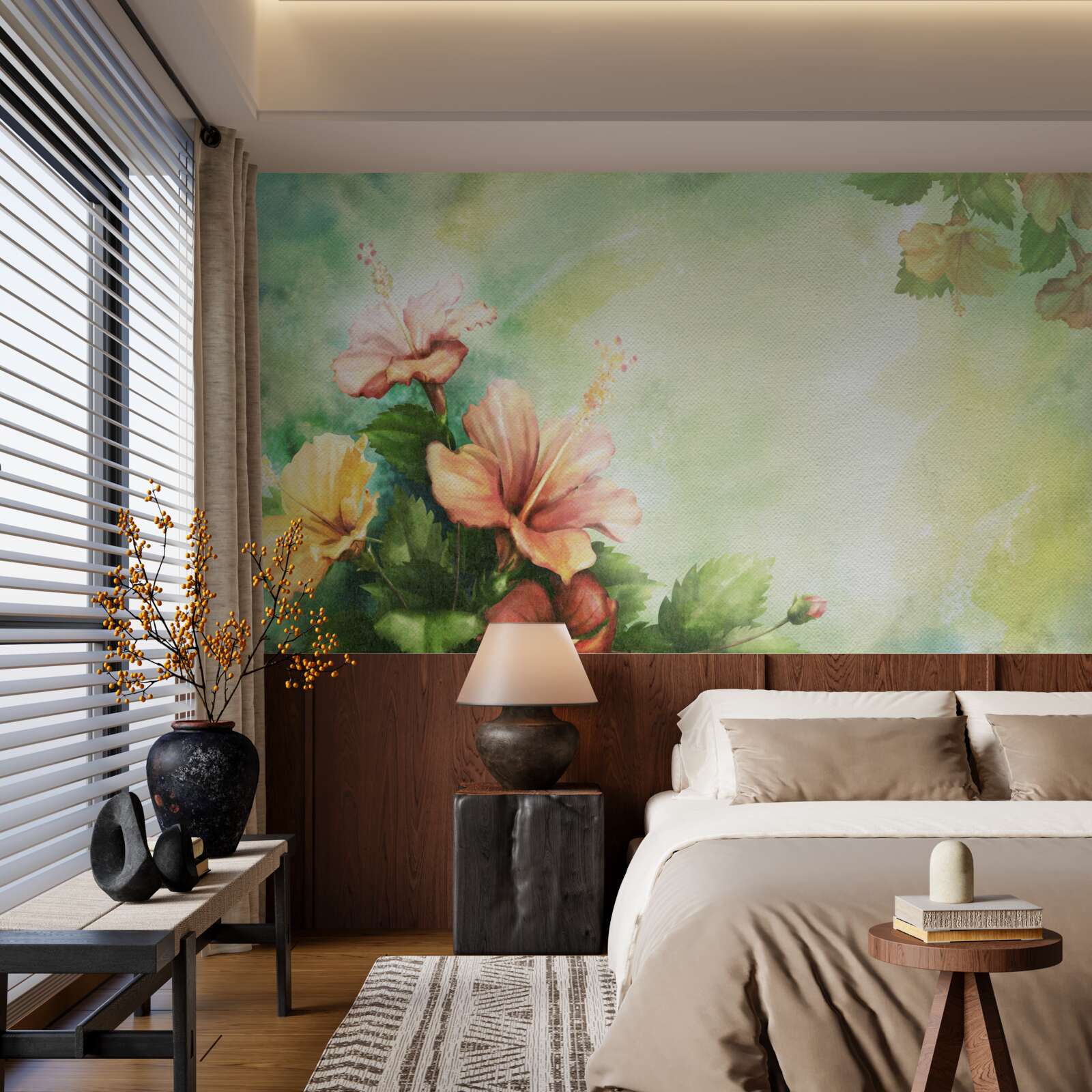 Fotobehang prachtige aquarelplanten