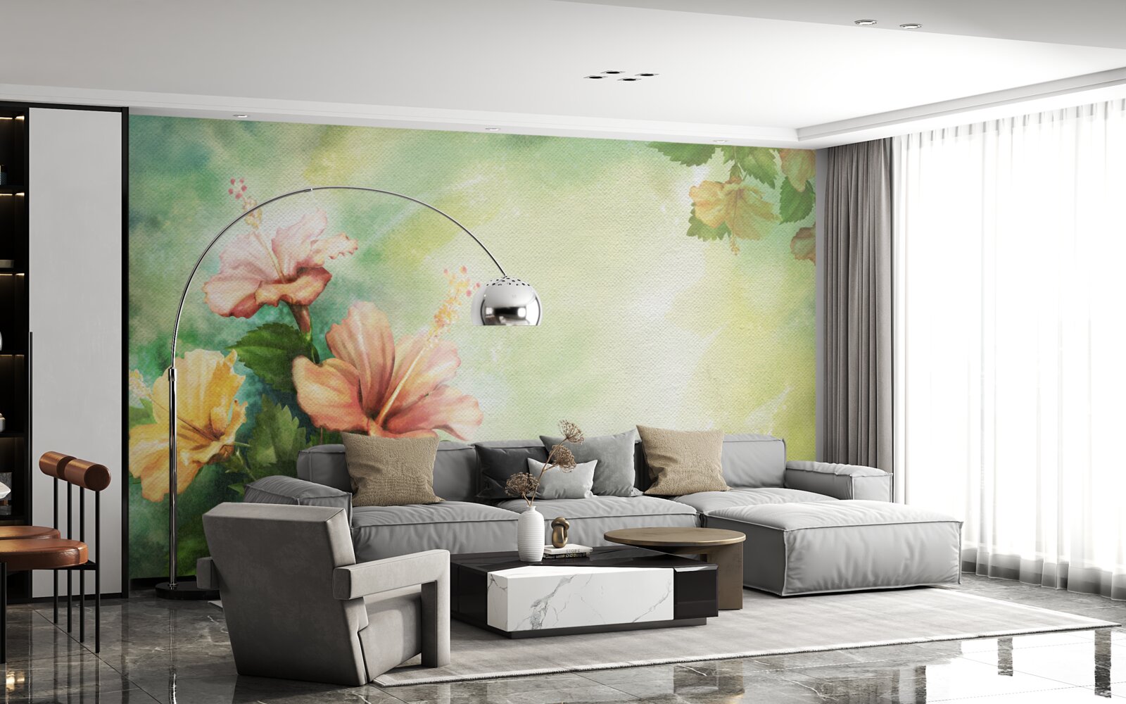 Fotobehang prachtige aquarelplanten