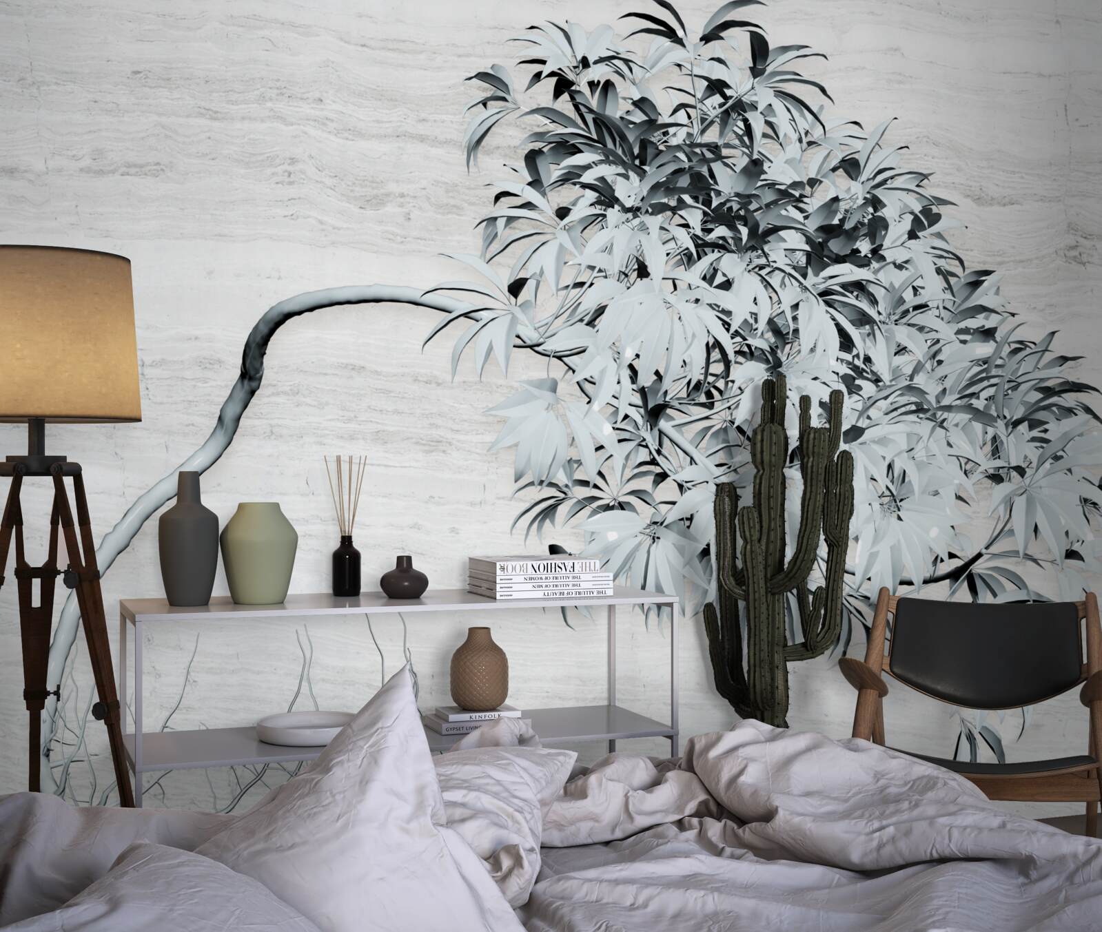 Fotobehang een boom die alleen in de wind staat