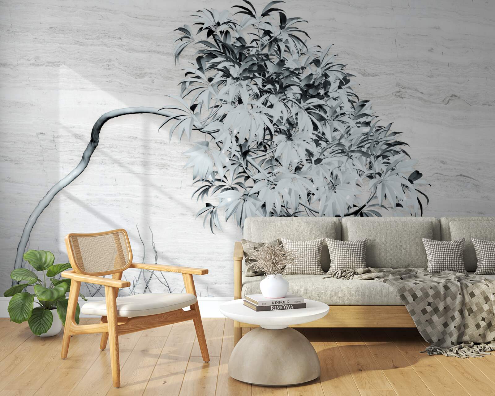 Fotobehang een boom die alleen in de wind staat