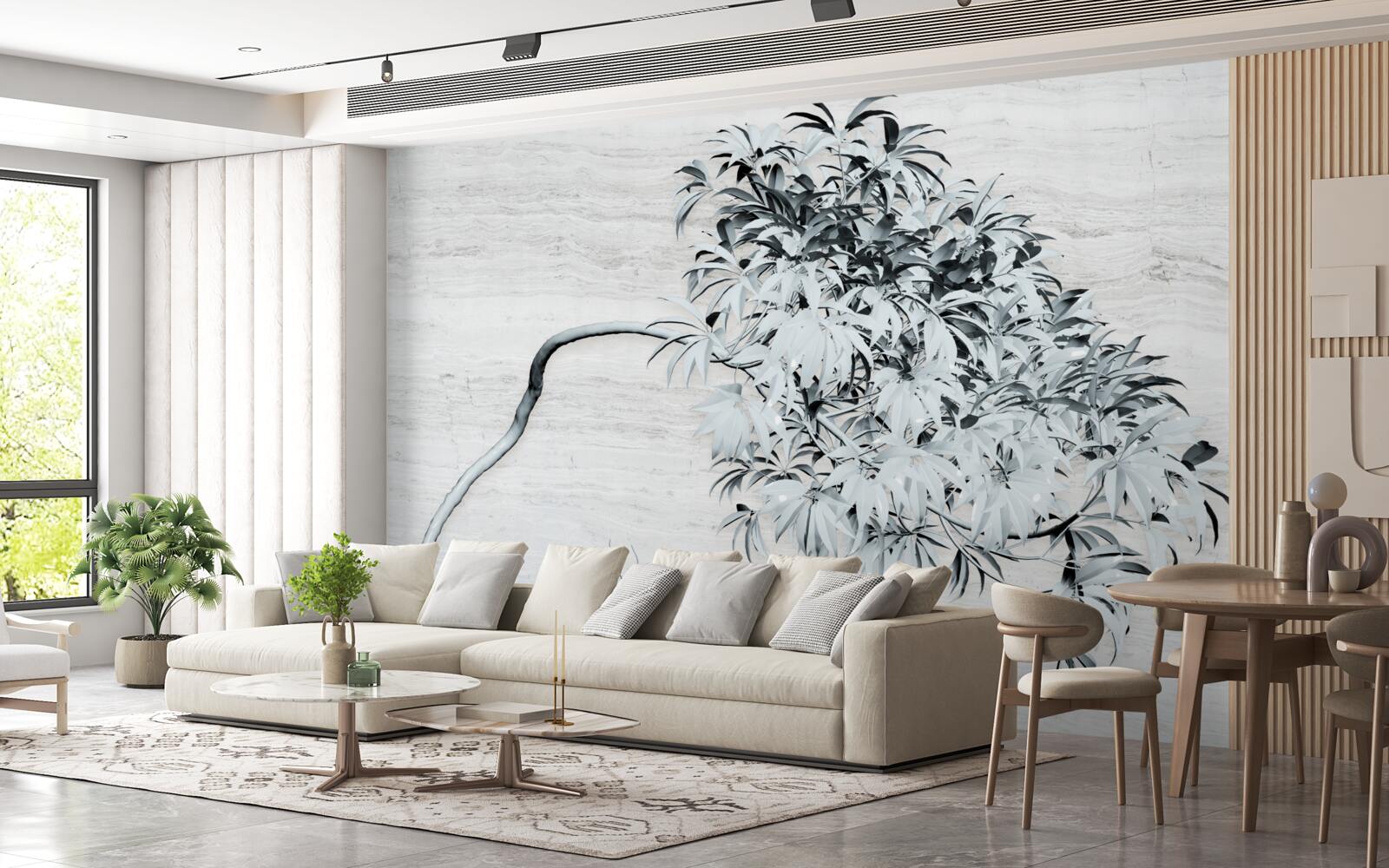 Fotobehang een boom die alleen in de wind staat