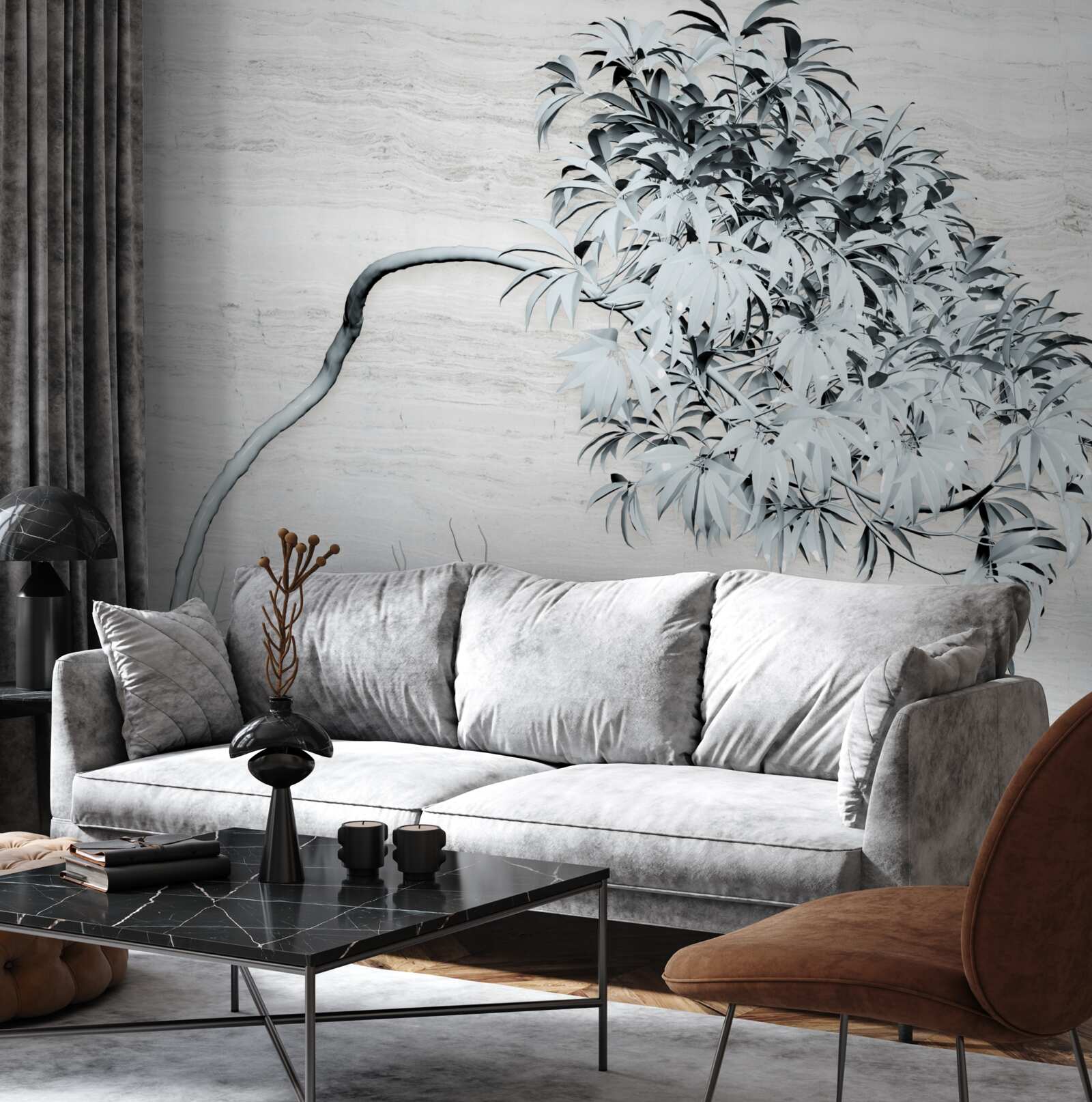 Fotobehang een boom die alleen in de wind staat