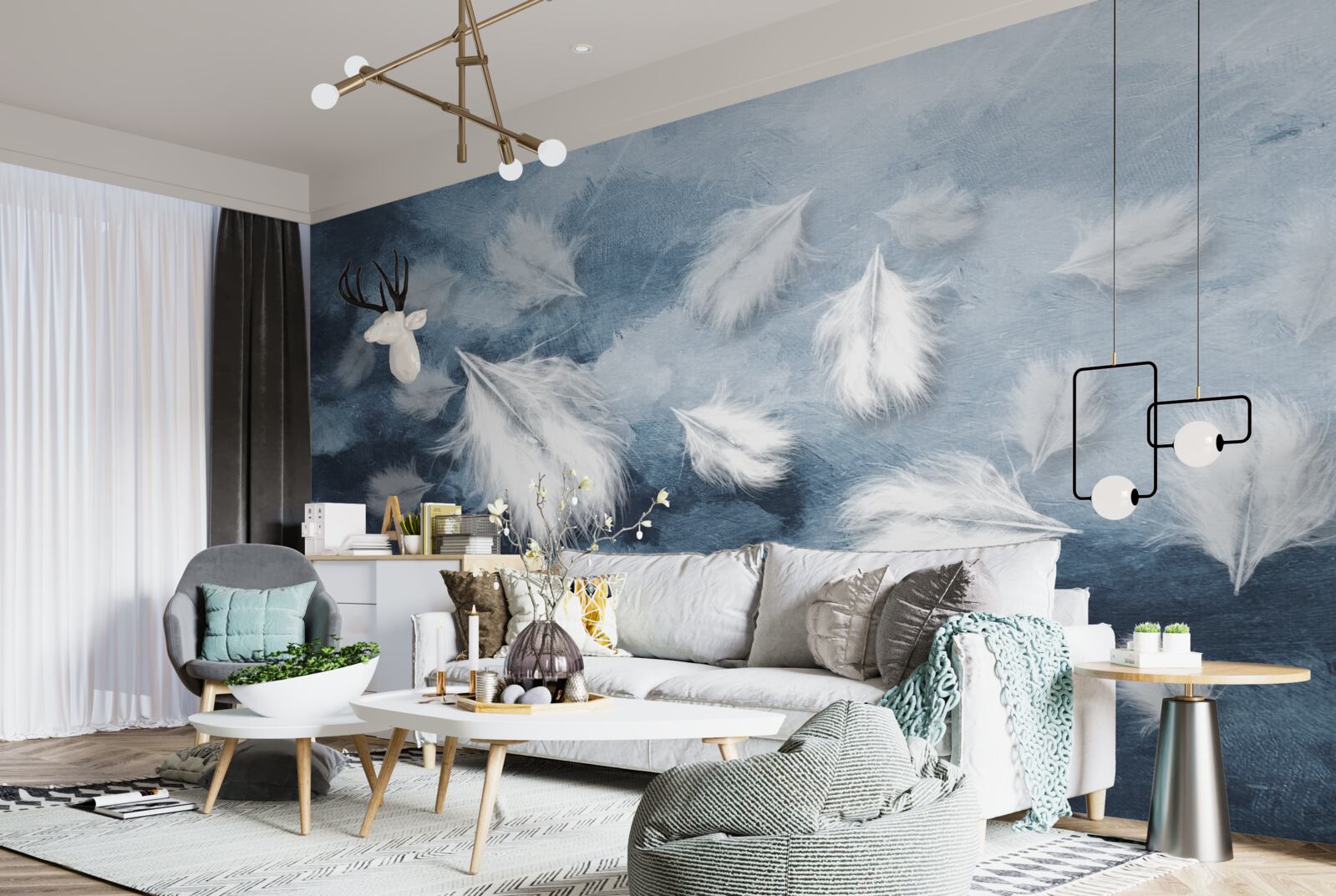 Fotobehang zachte sneeuwwitte veren