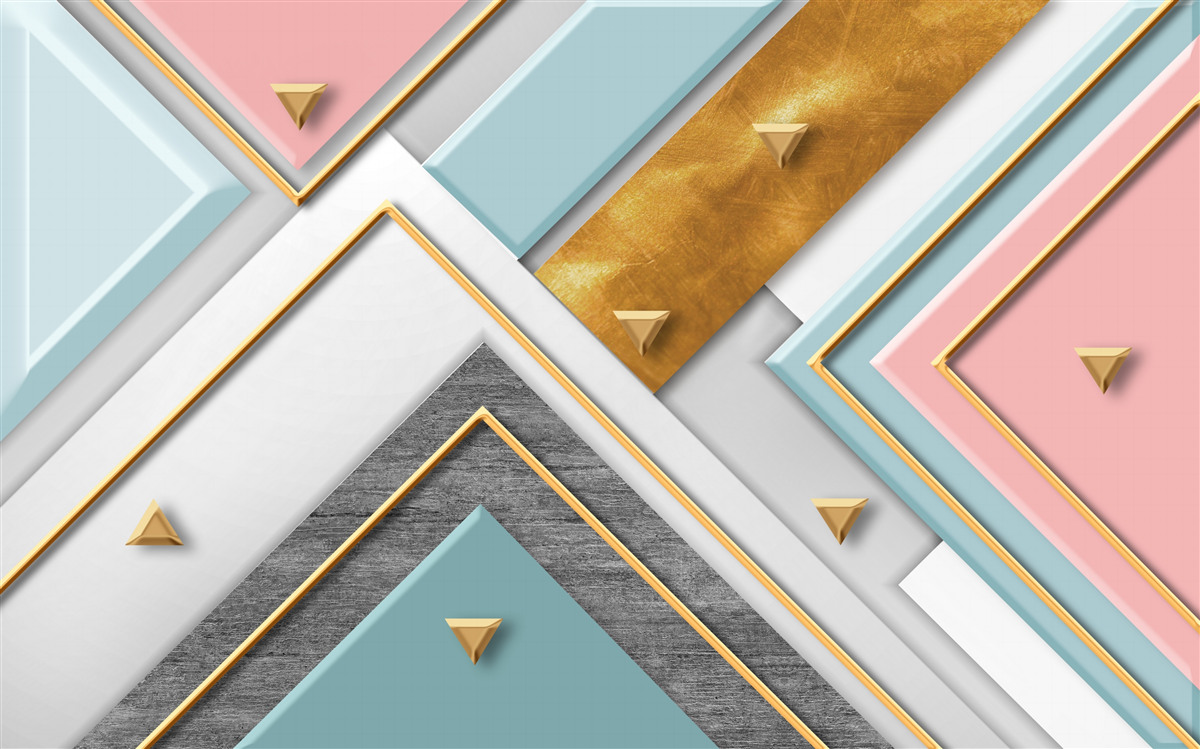 Fotobehang delicaat roze mozaïek versierd met goud