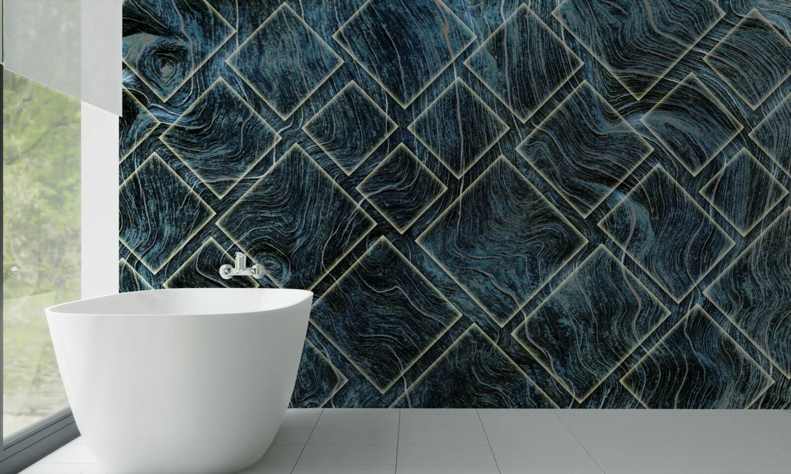 Fotobehang witte vormen in zwarte rook