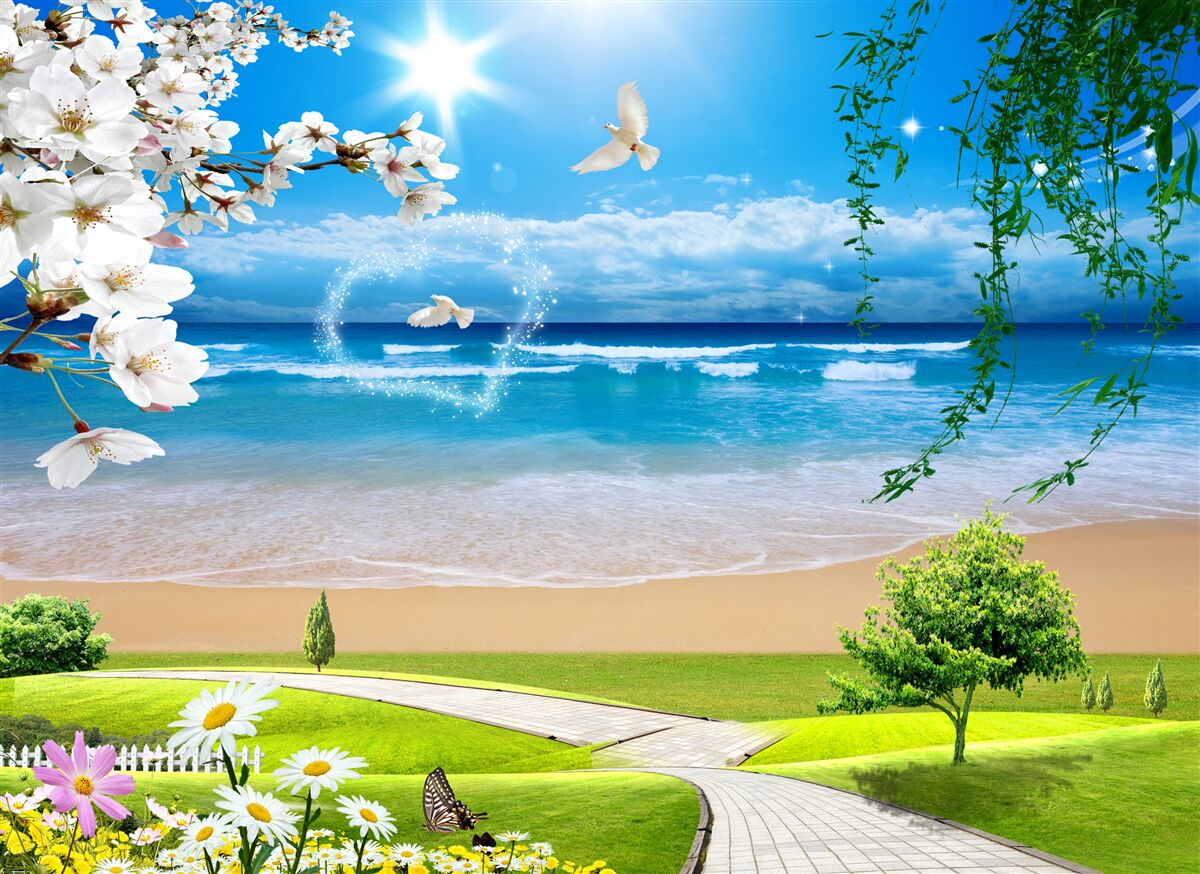 Fotobehang groene alpenweiden