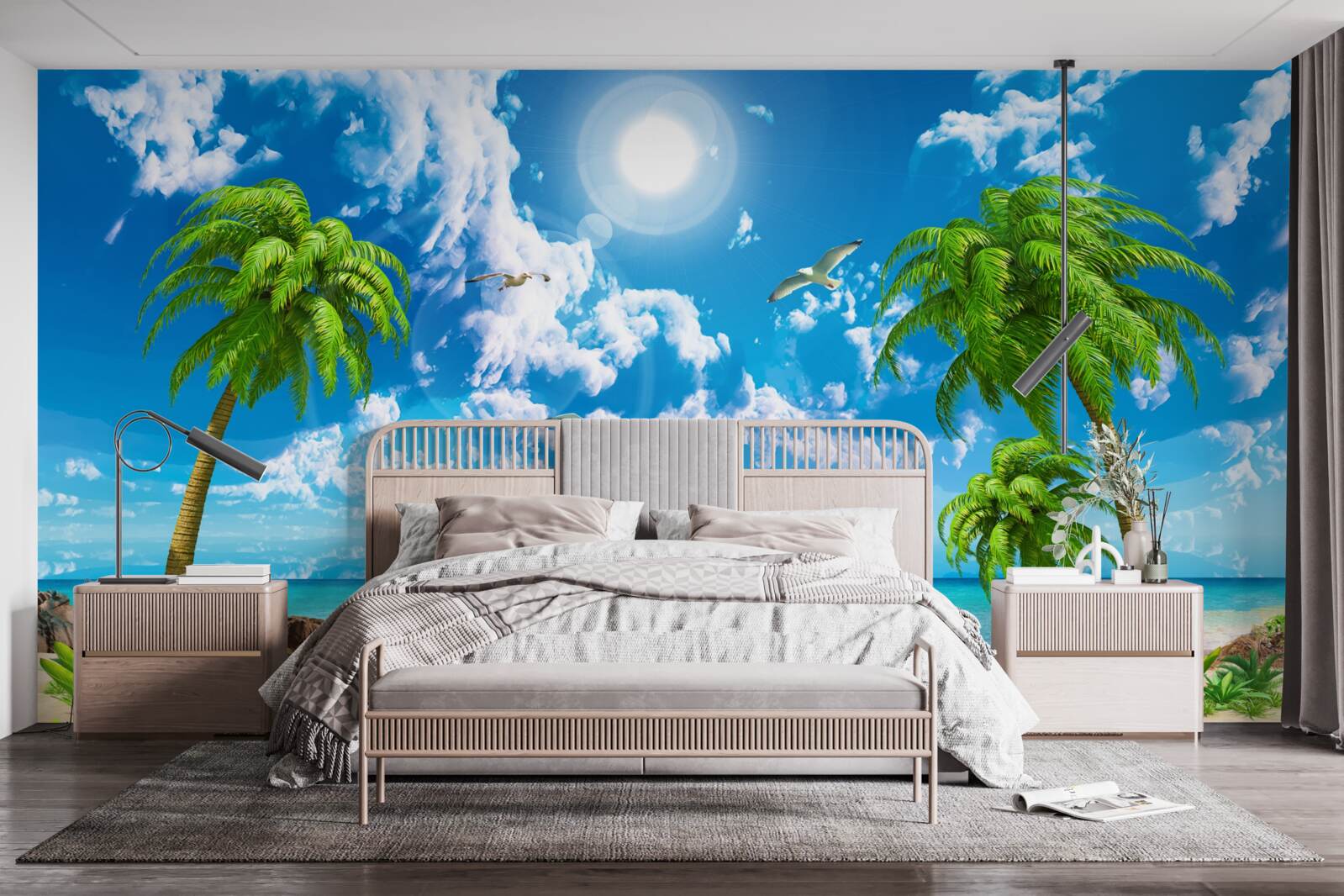 Fotobehang tropische pier met boot