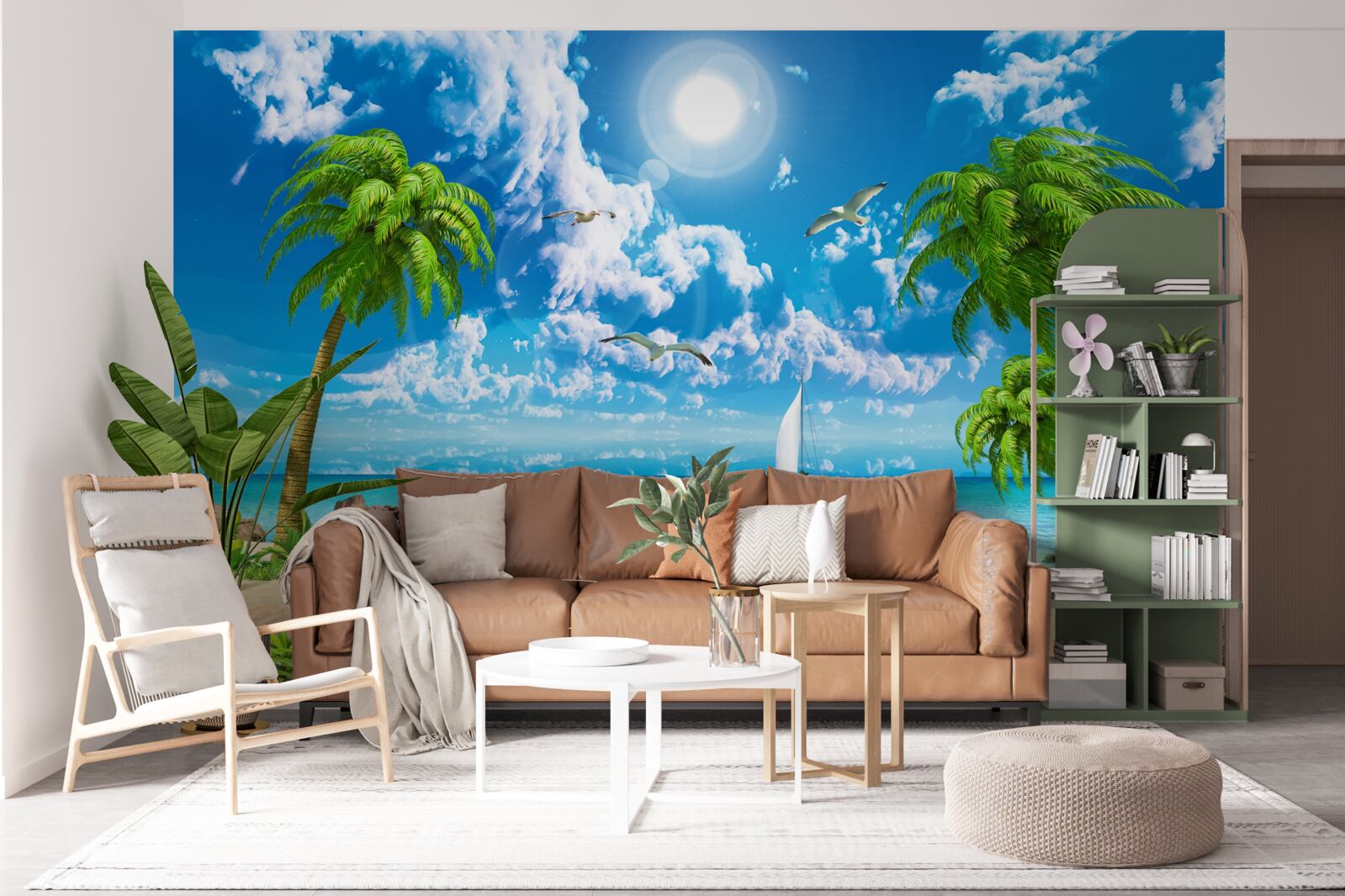 Fotobehang tropische pier met boot