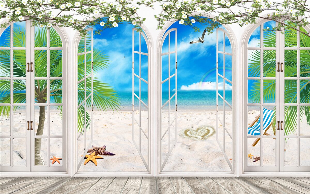 Fotobehang strandbalkon