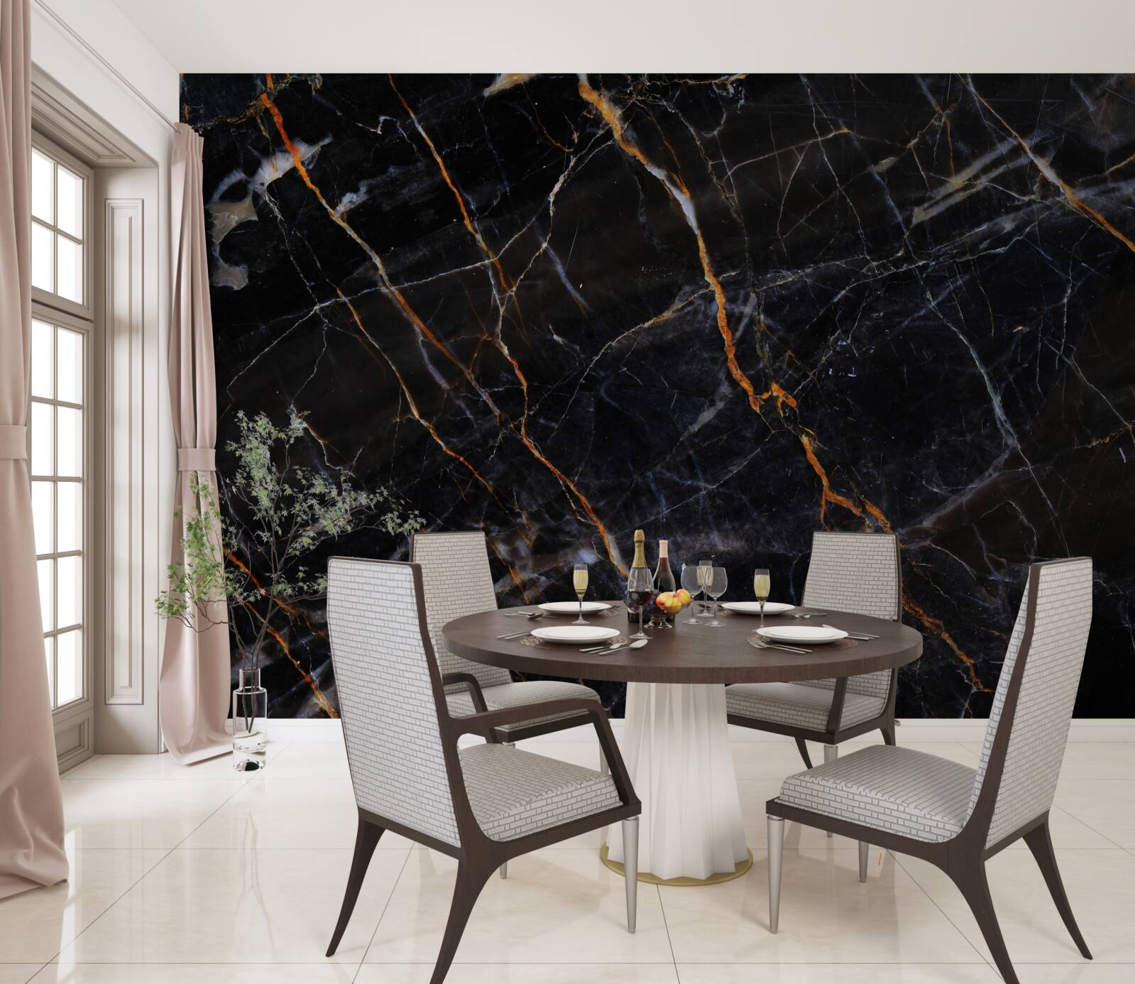 Fotobehang prachtig zwart marmer met accessoires