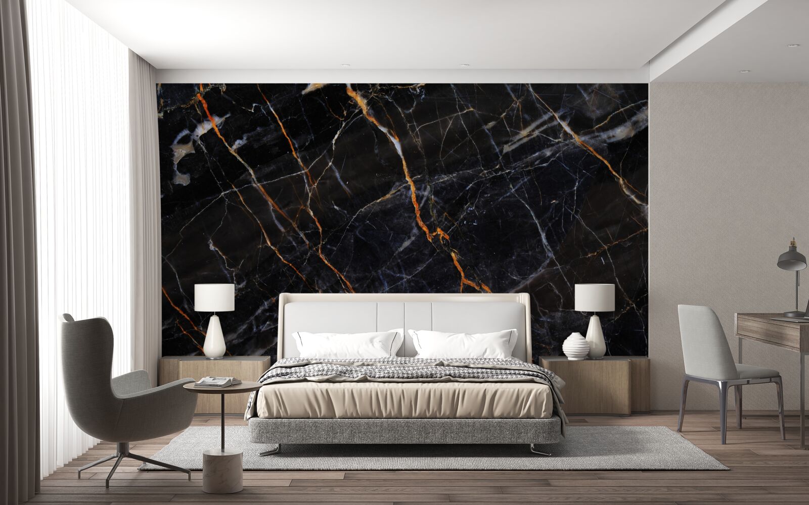 Fotobehang prachtig zwart marmer met accessoires