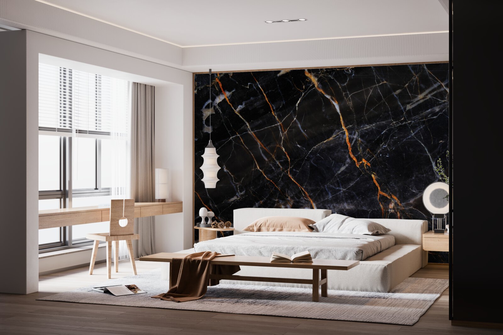 Fotobehang prachtig zwart marmer met accessoires