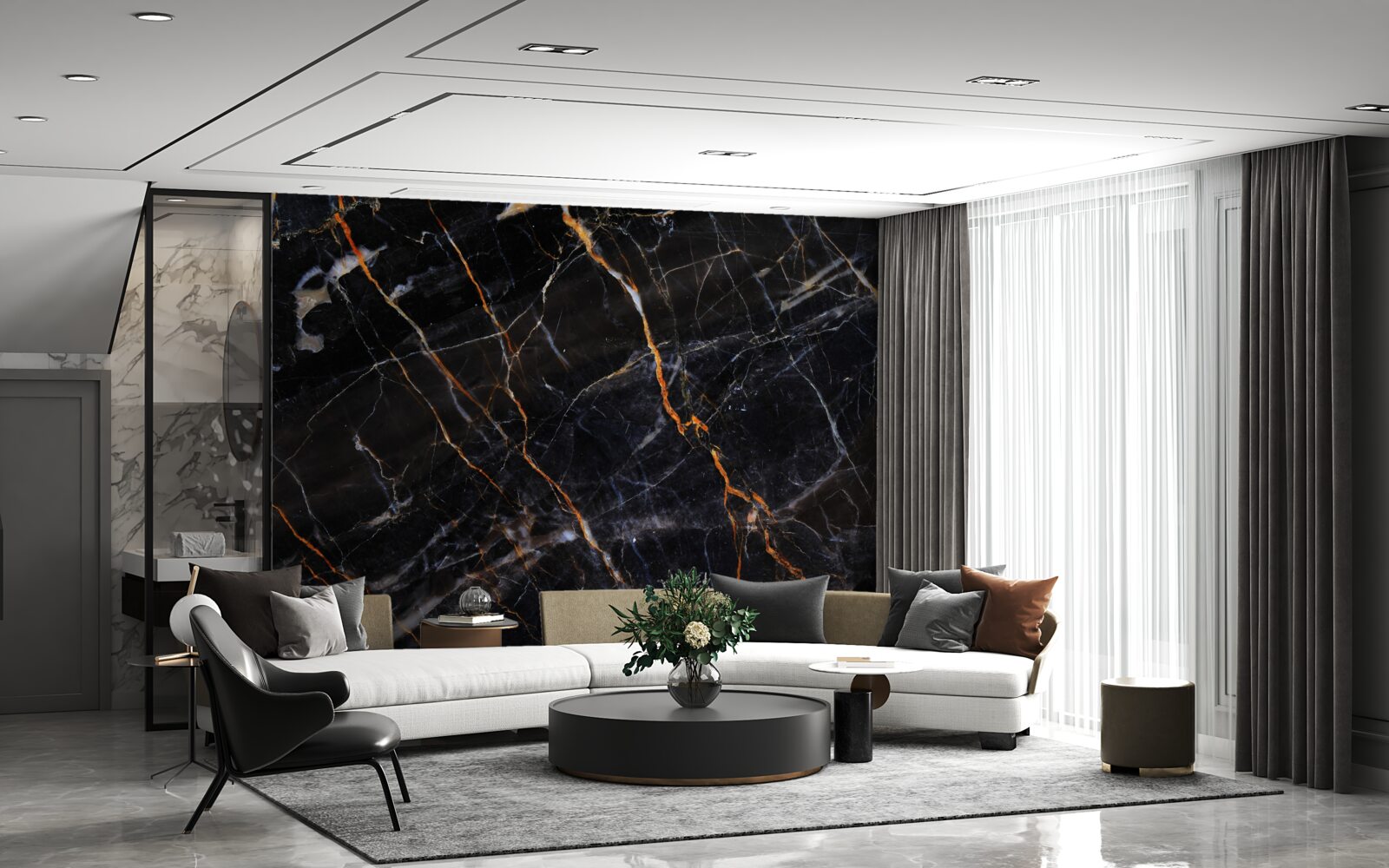 Fotobehang prachtig zwart marmer met accessoires