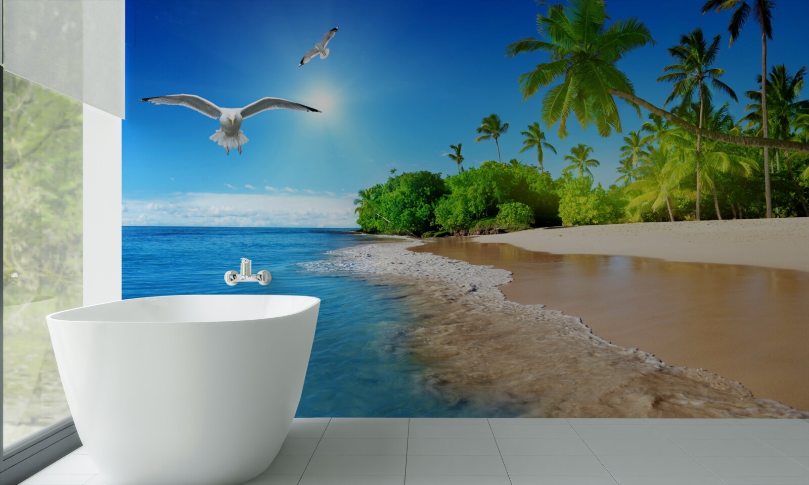 Fotobehang idyllische locatie aan de oceaan