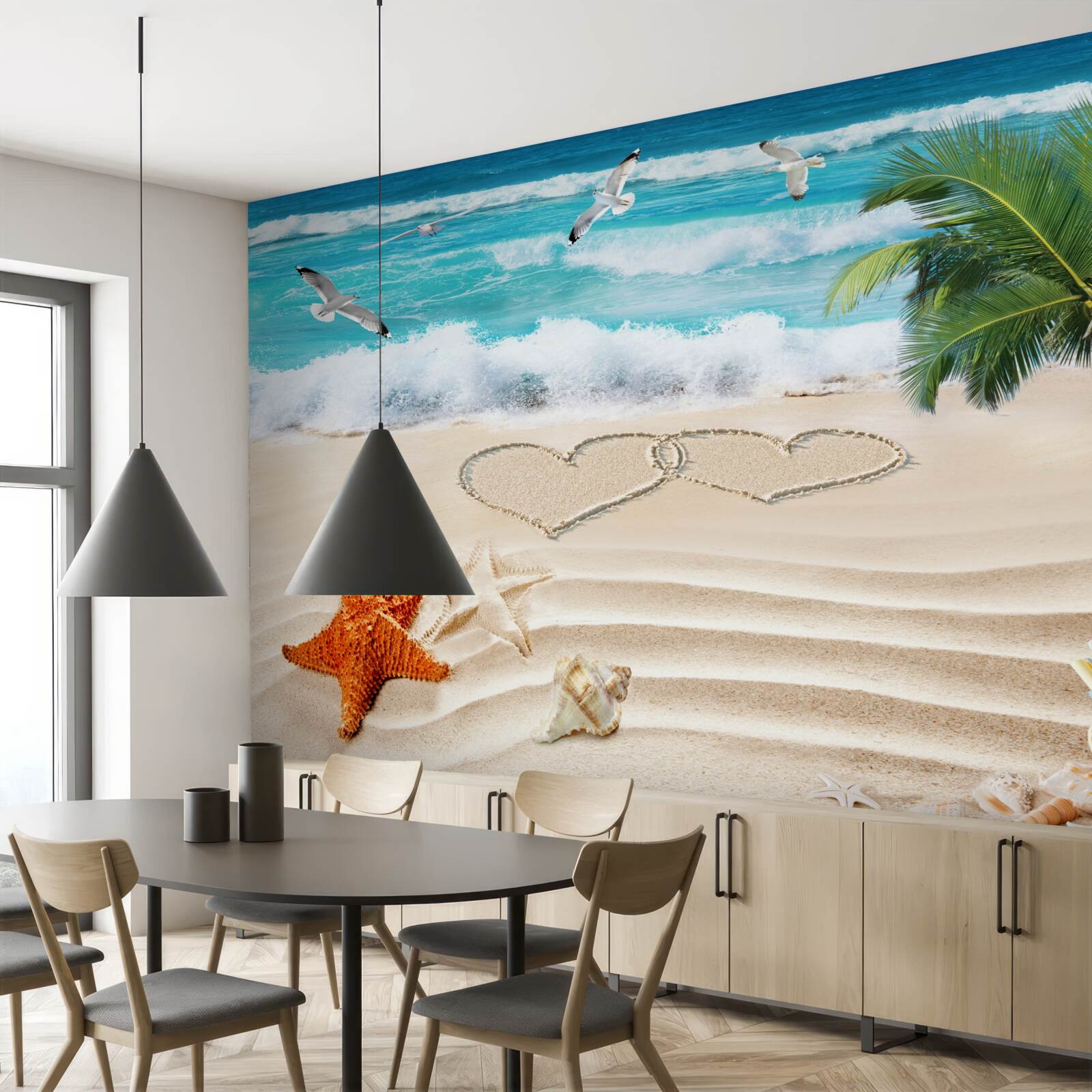 Fotobehang palmbomen en strand in de tropen