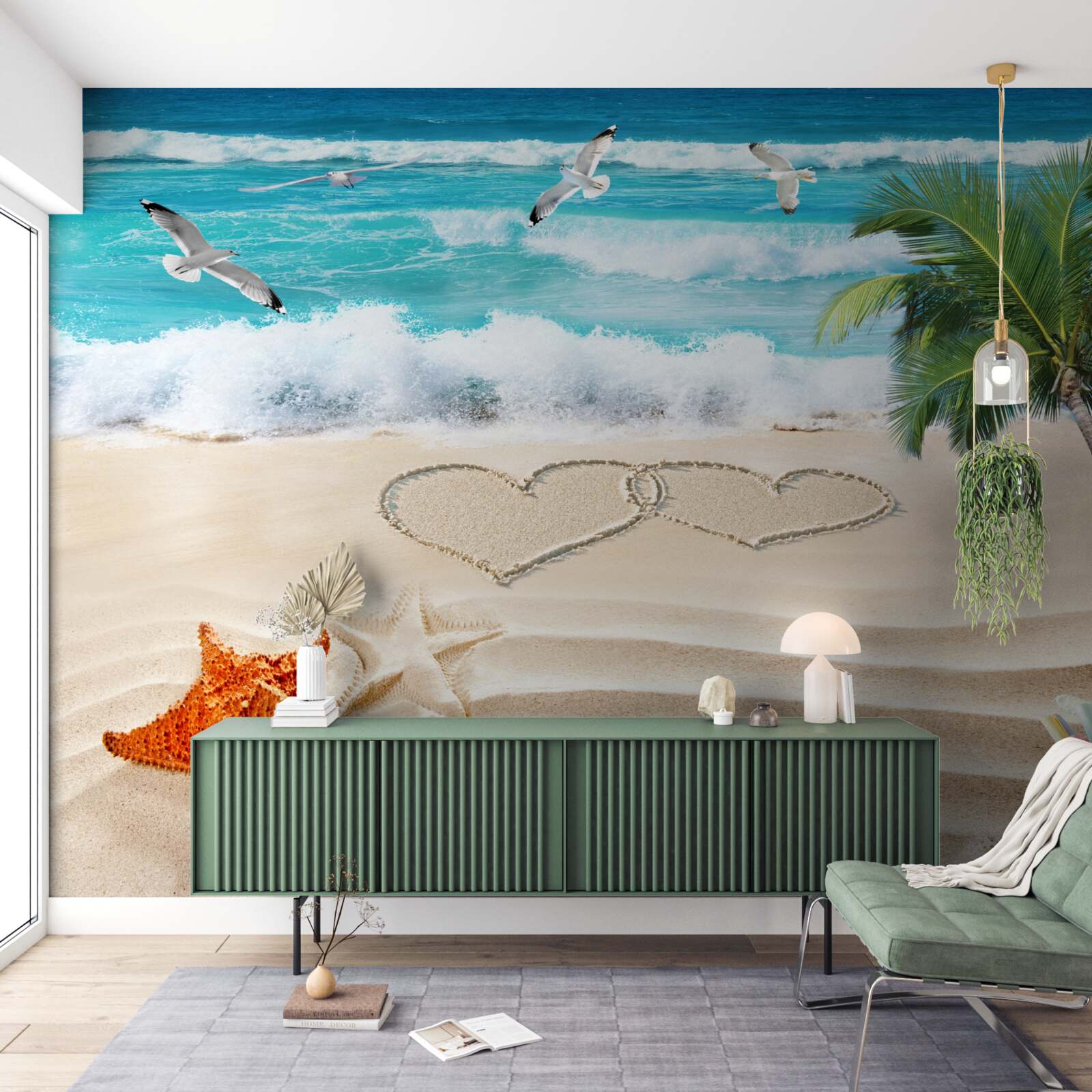 Fotobehang palmbomen en strand in de tropen