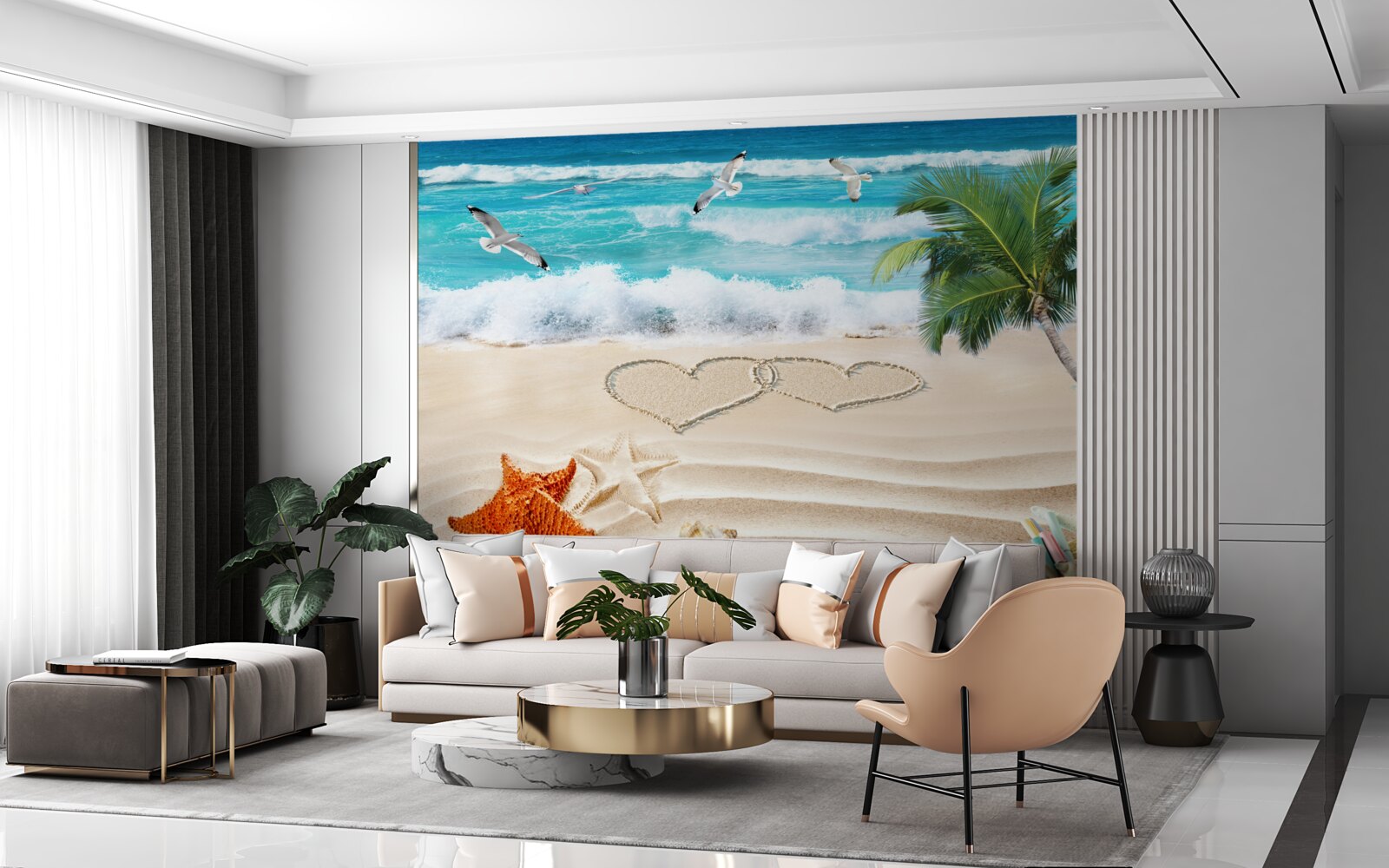 Fotobehang palmbomen en strand in de tropen