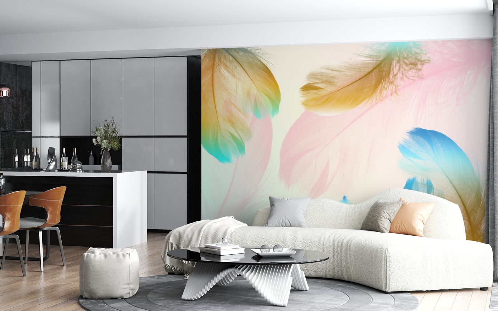 Fotobehang pastel veren