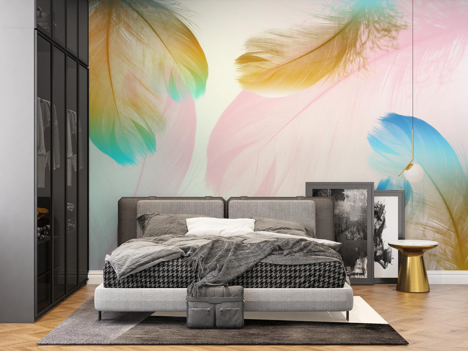 Fotobehang pastel veren