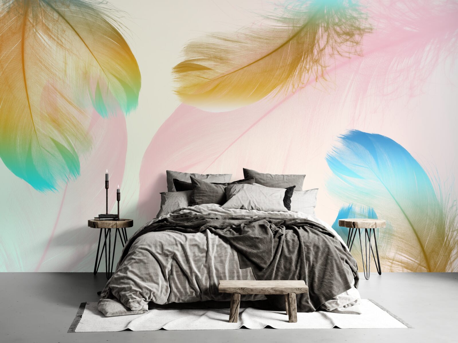Fotobehang pastel veren
