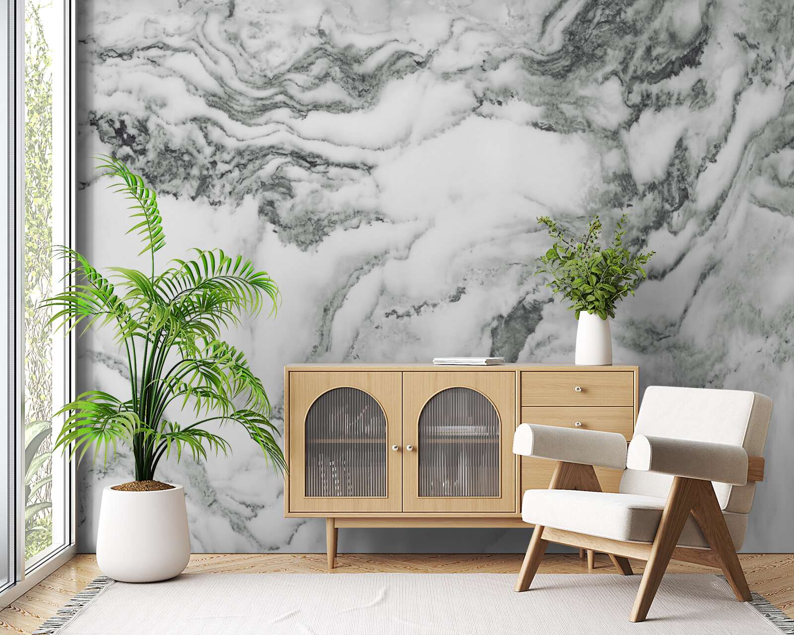 Fotobehang traditioneel marmer in zwart en wit