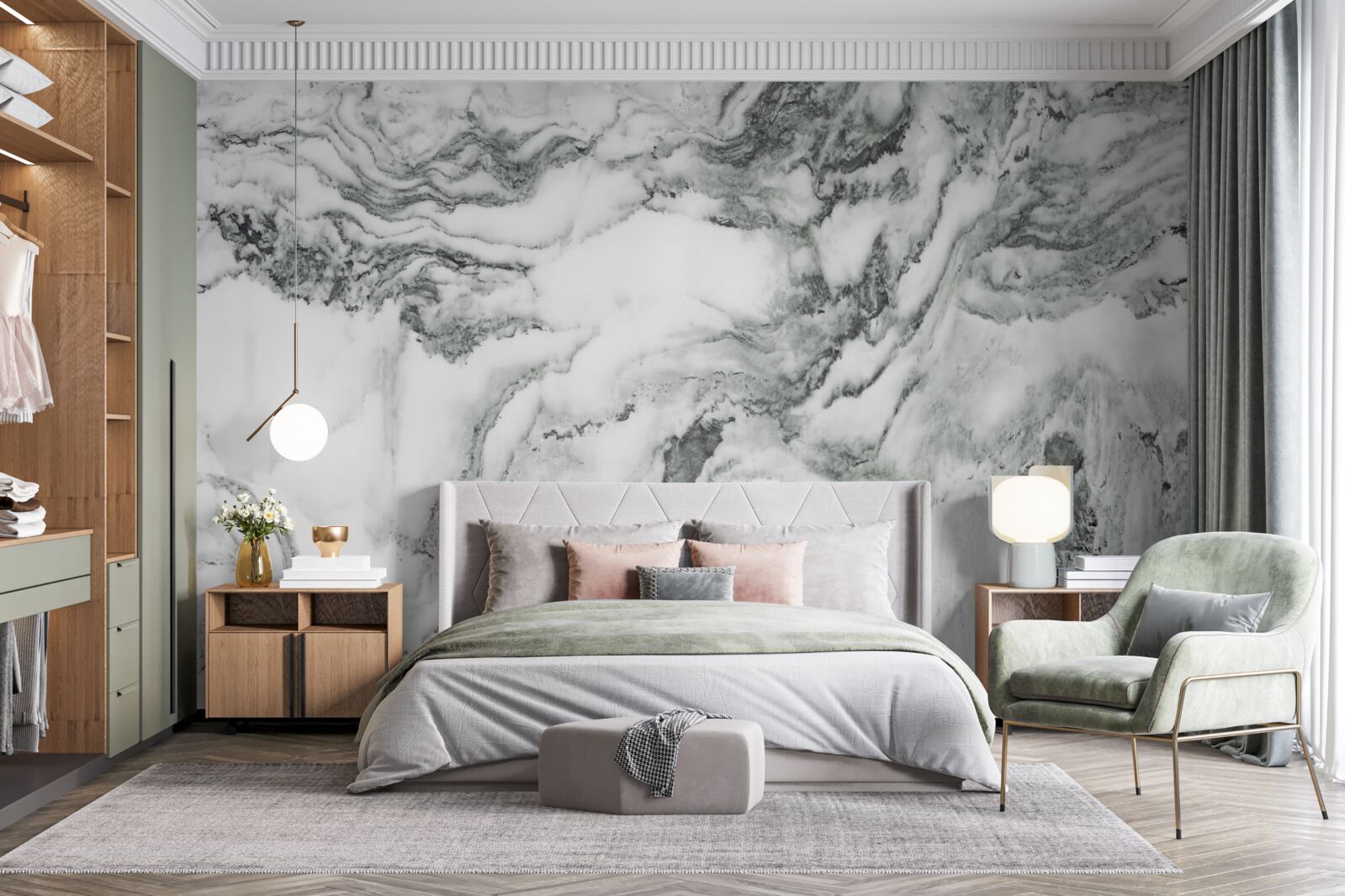 Fotobehang traditioneel marmer in zwart en wit