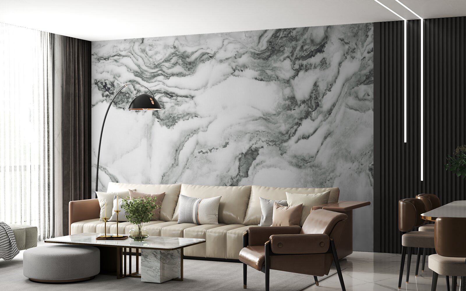 Fotobehang traditioneel marmer in zwart en wit