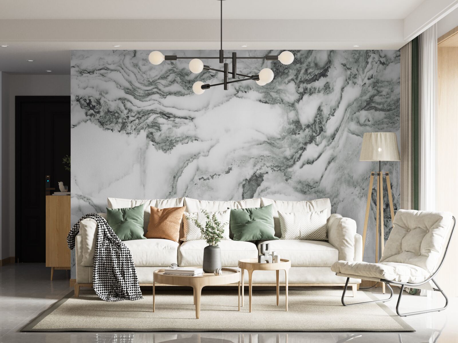 Fotobehang traditioneel marmer in zwart en wit