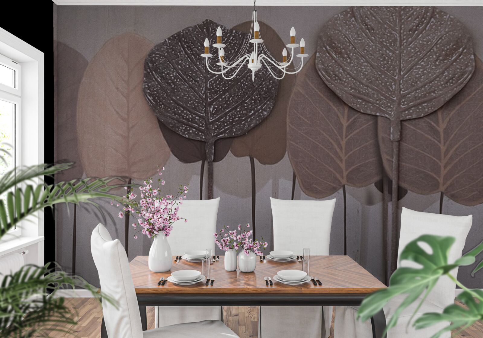 Fotobehang bos bedekt met herfstbladeren