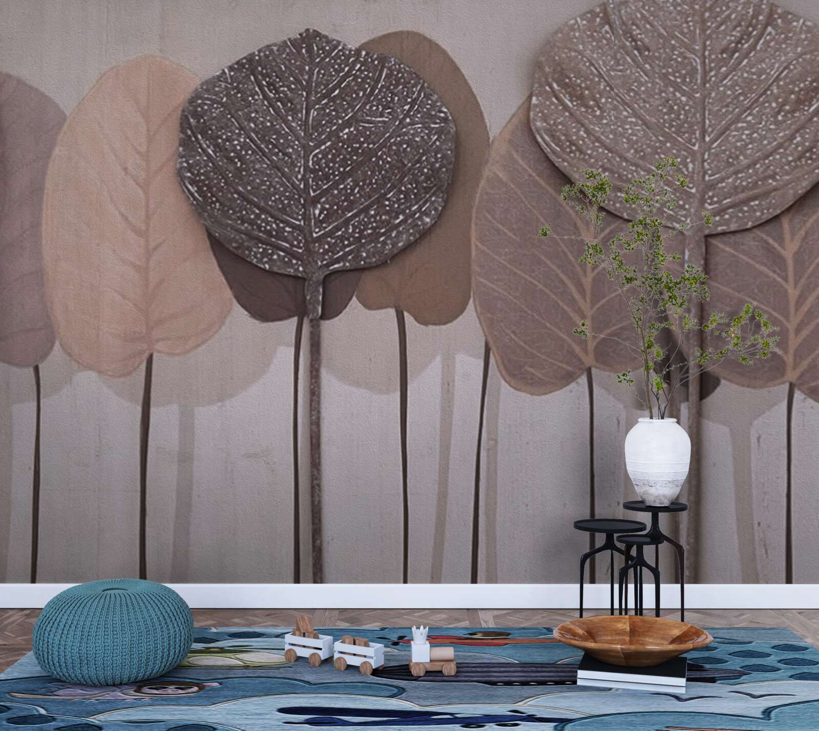 Fotobehang bos bedekt met herfstbladeren