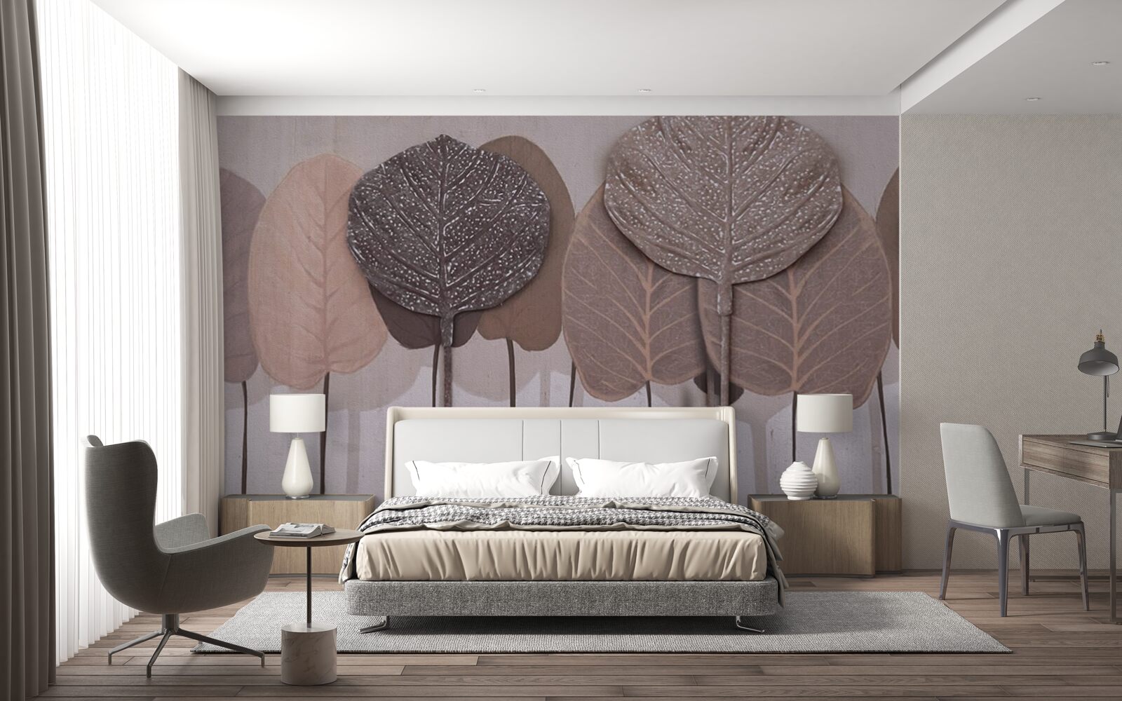 Fotobehang bos bedekt met herfstbladeren