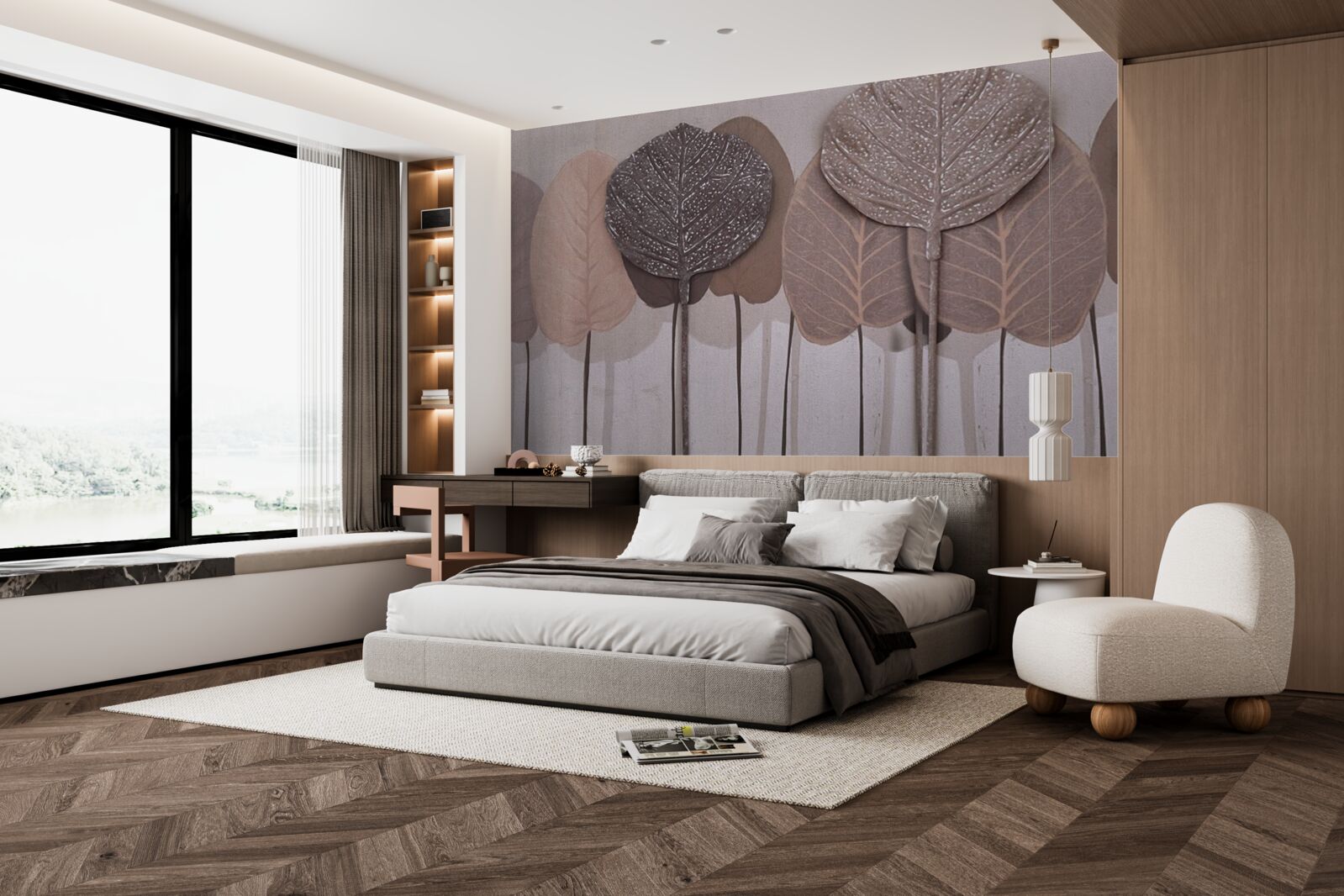 Fotobehang bos bedekt met herfstbladeren