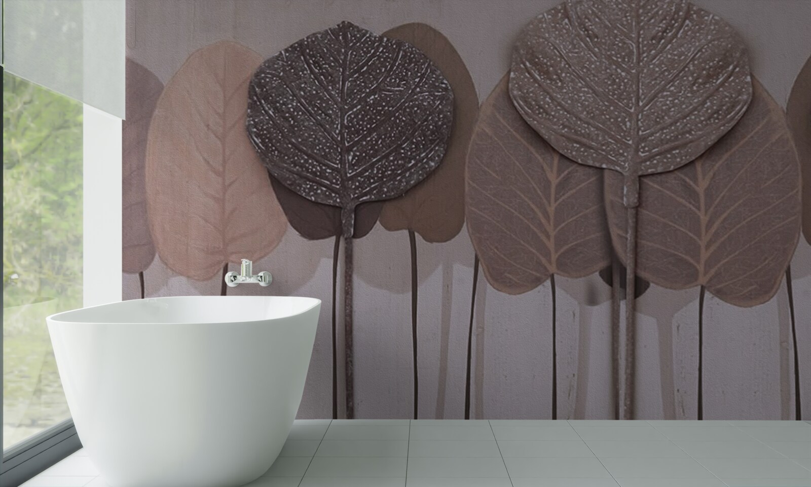 Fotobehang bos bedekt met herfstbladeren