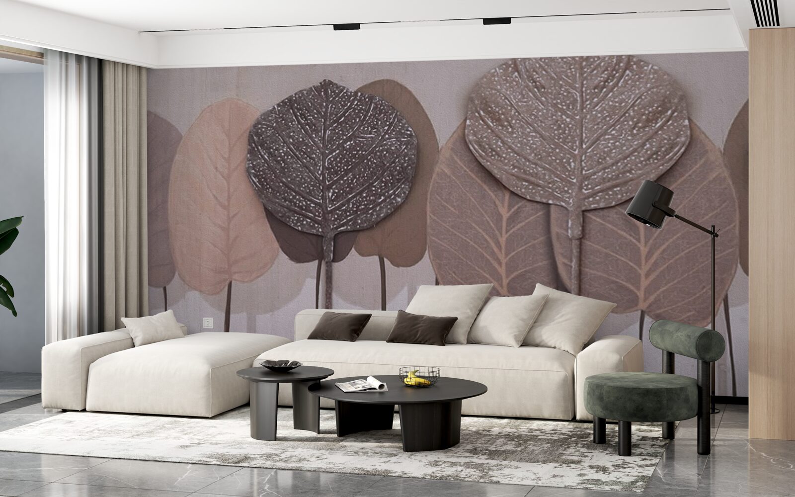 Fotobehang bos bedekt met herfstbladeren