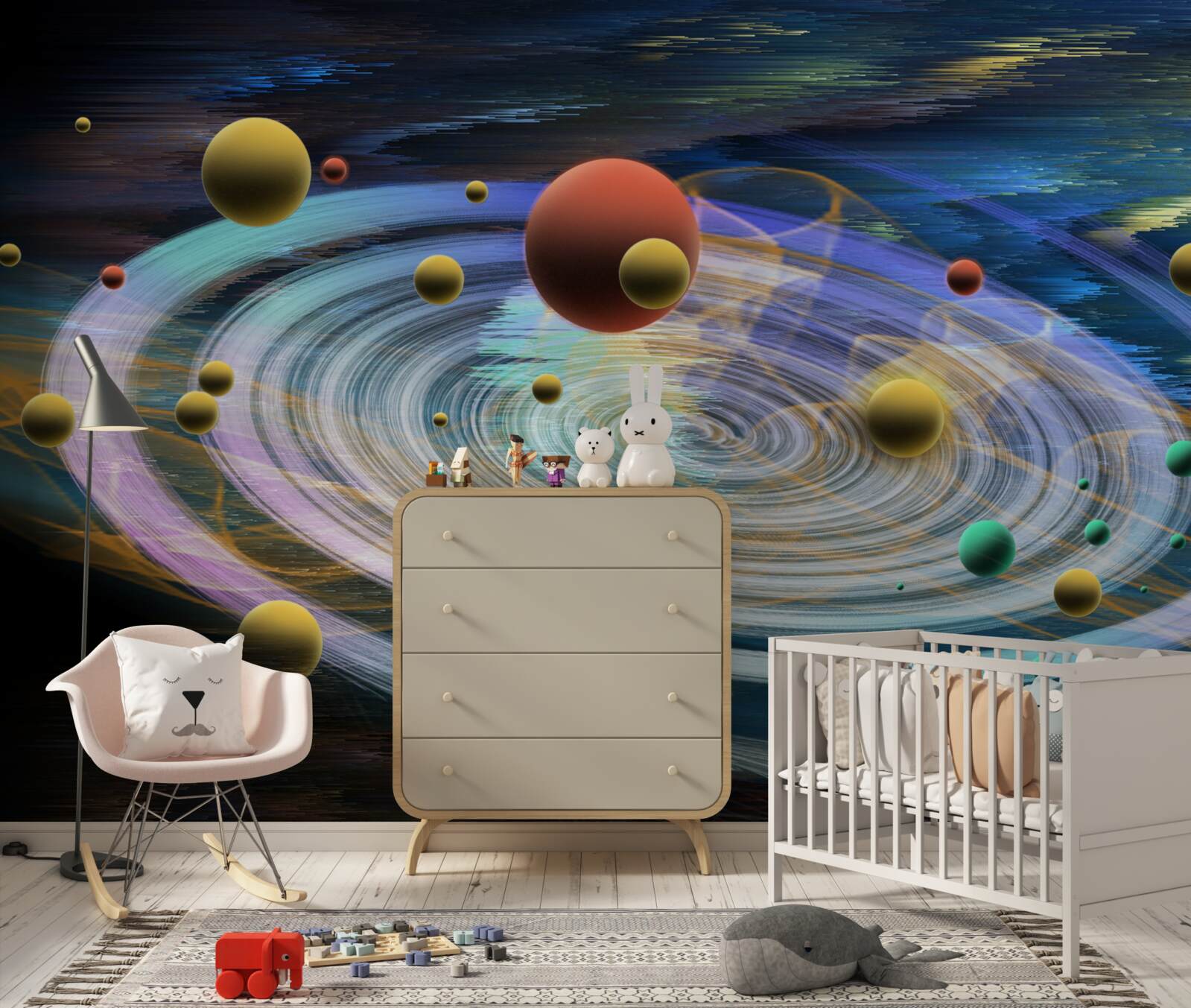 Fotobehang planeten met prachtige abstracties