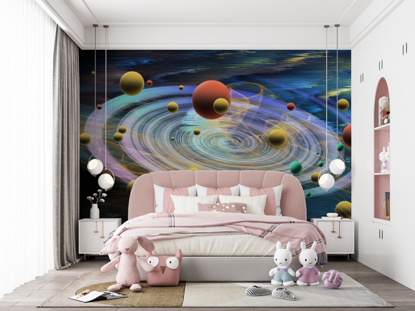 Fotobehang planeten met prachtige abstracties
