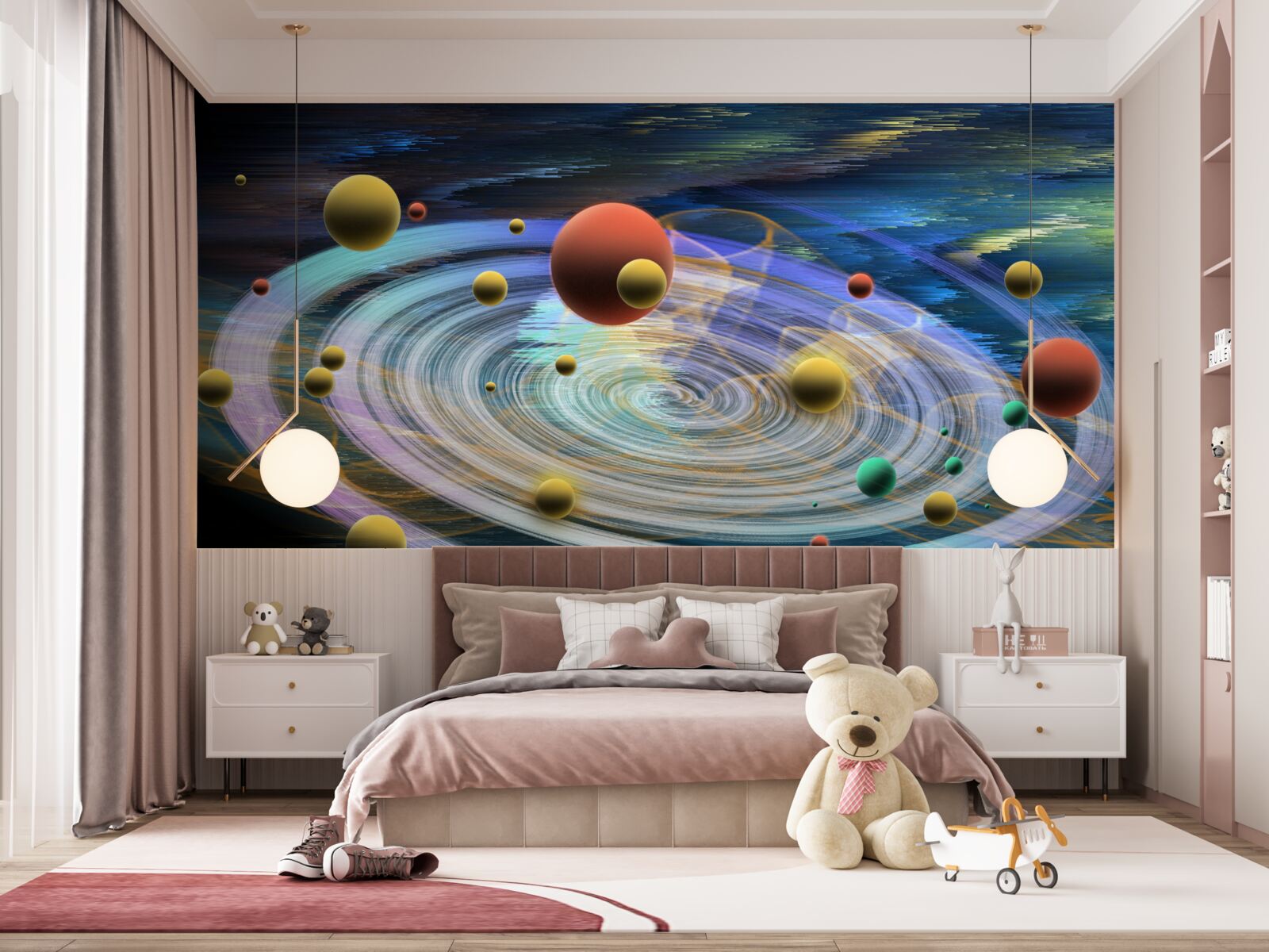 Fotobehang planeten met prachtige abstracties