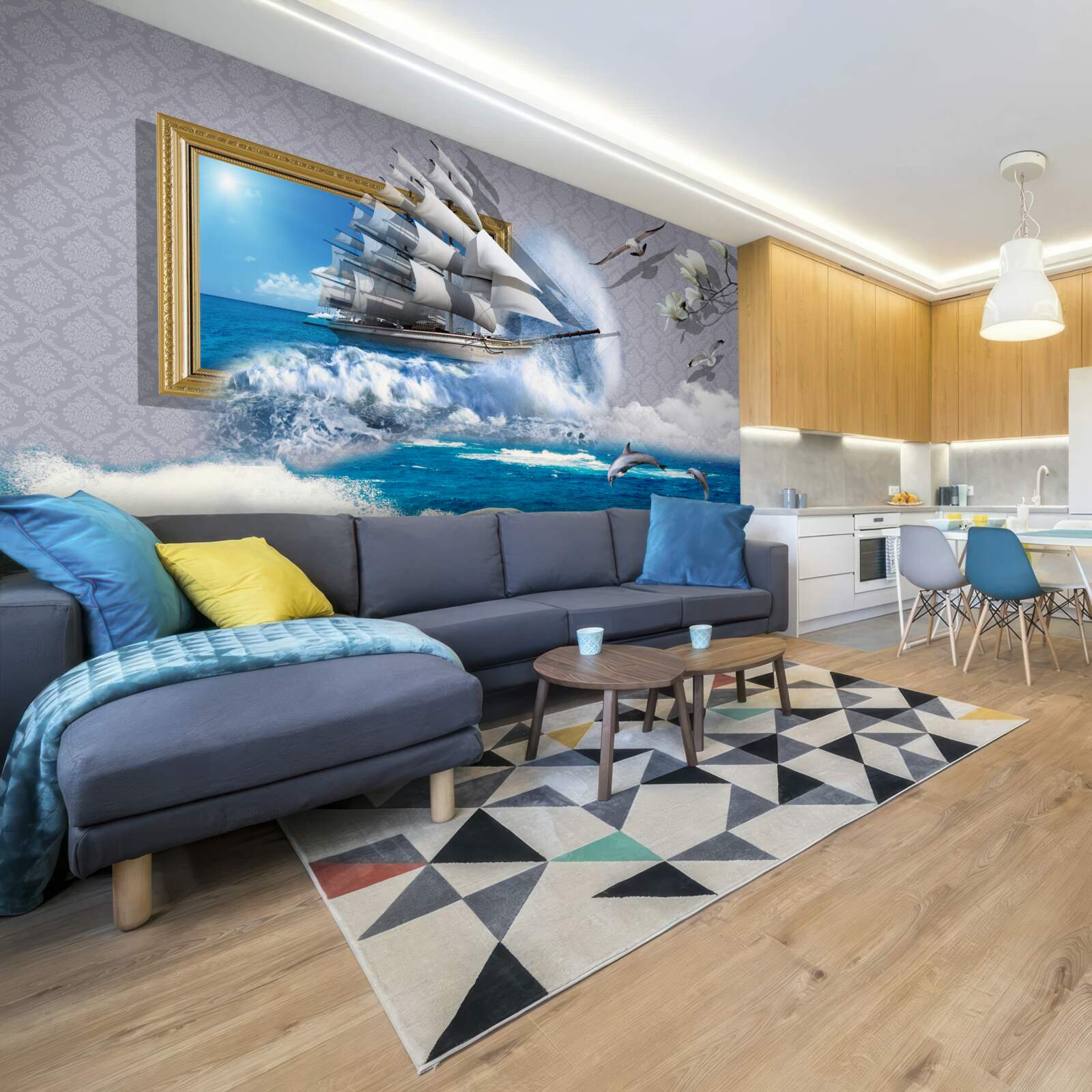 Fotobehang beeld van een offshore orkaan op een windboot