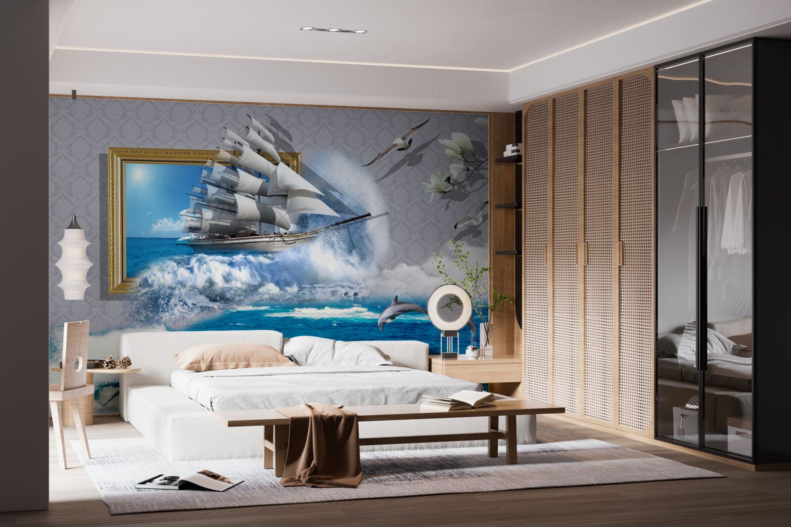 Fotobehang beeld van een offshore orkaan op een windboot