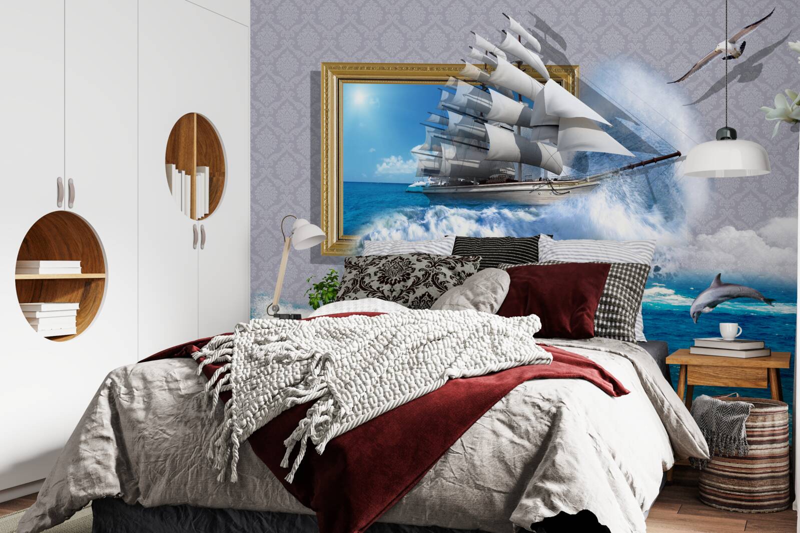 Fotobehang beeld van een offshore orkaan op een windboot