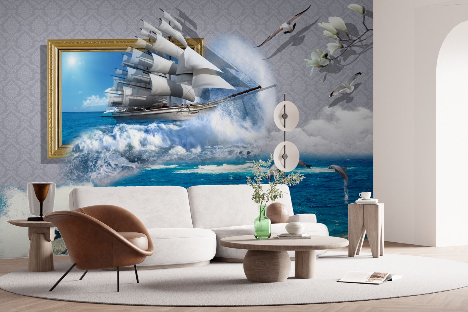 Fotobehang beeld van een offshore orkaan op een windboot