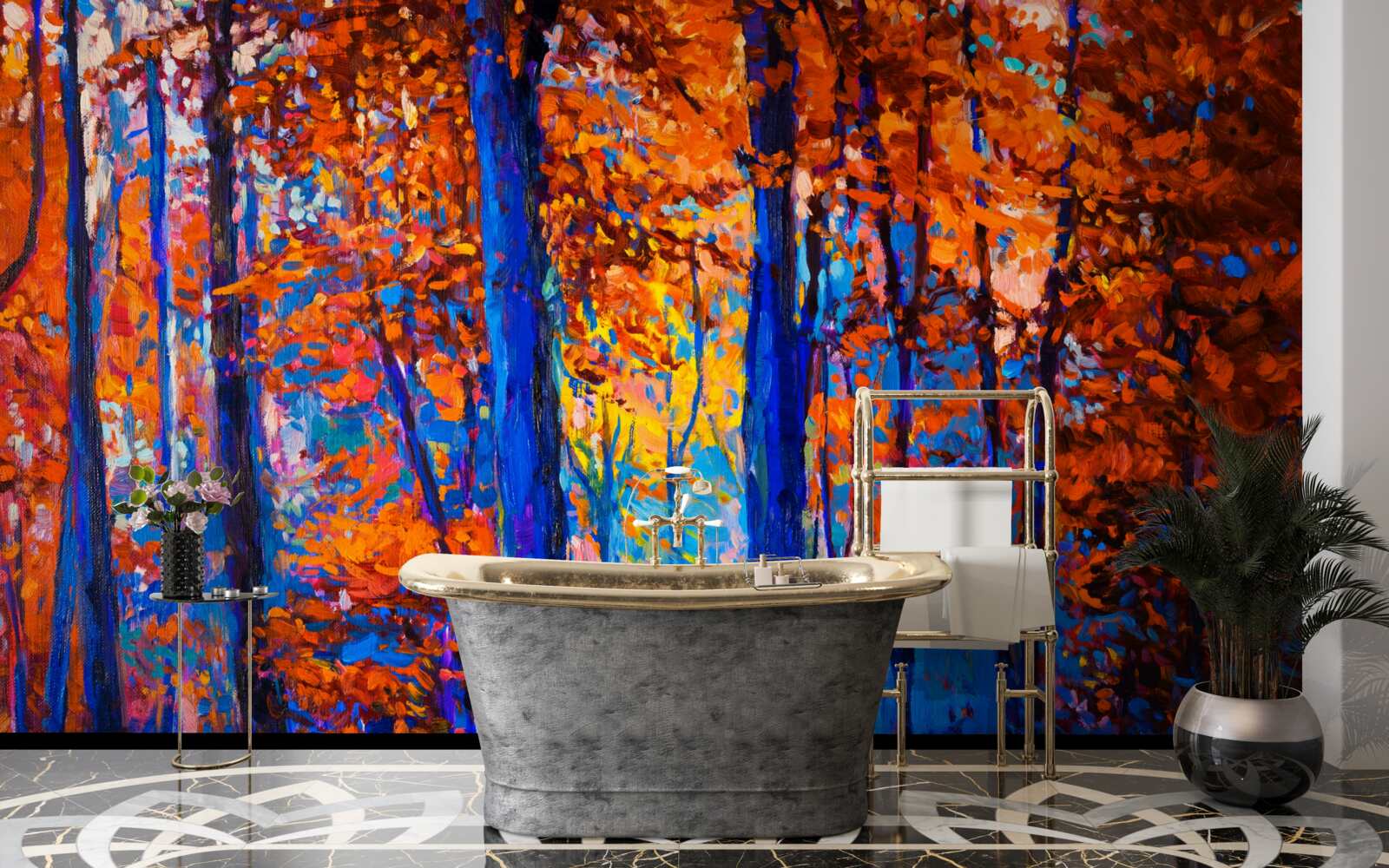 Fotobehang kleurcontrast in het bos in de herfst