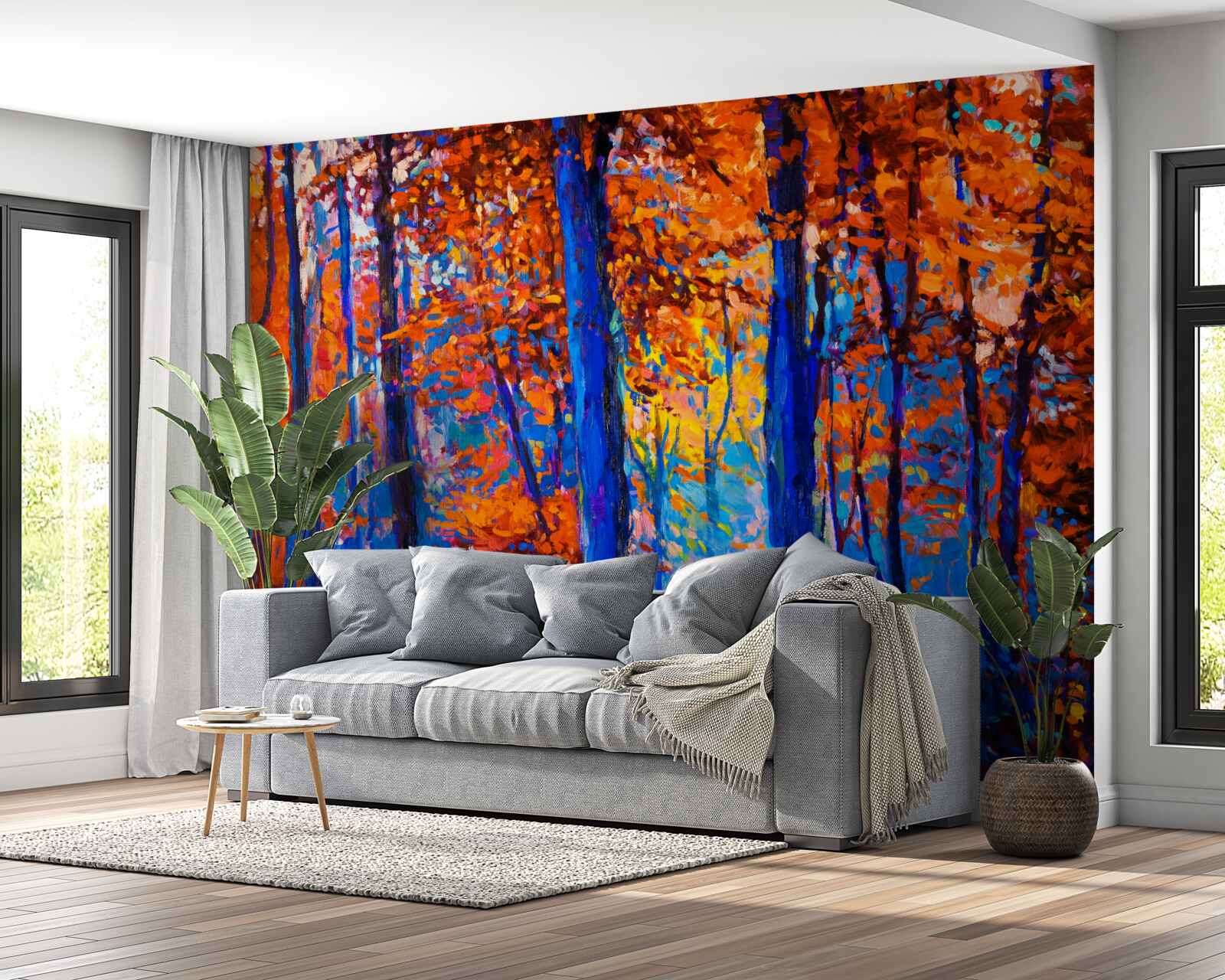 Fotobehang kleurcontrast in het bos in de herfst