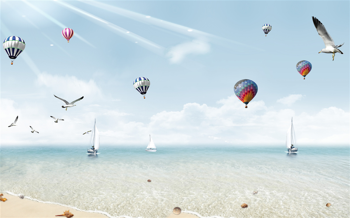 Fotobehang een zee vol ballonnen