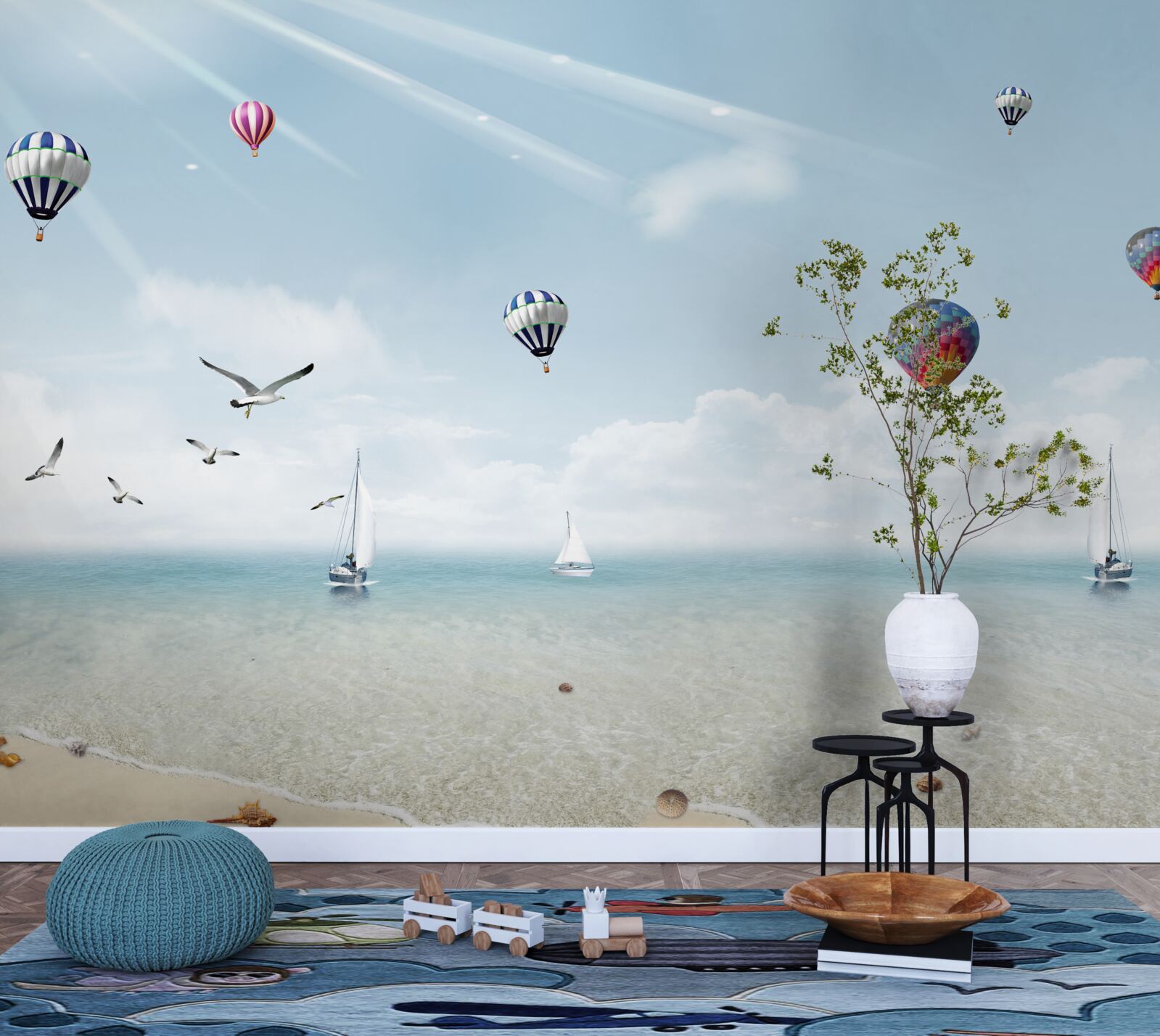 Fotobehang een zee vol ballonnen