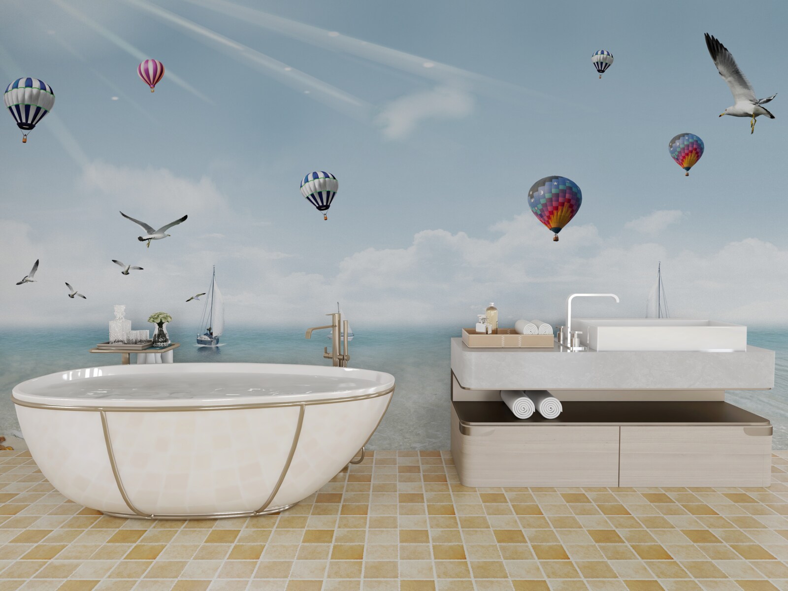 Fotobehang een zee vol ballonnen