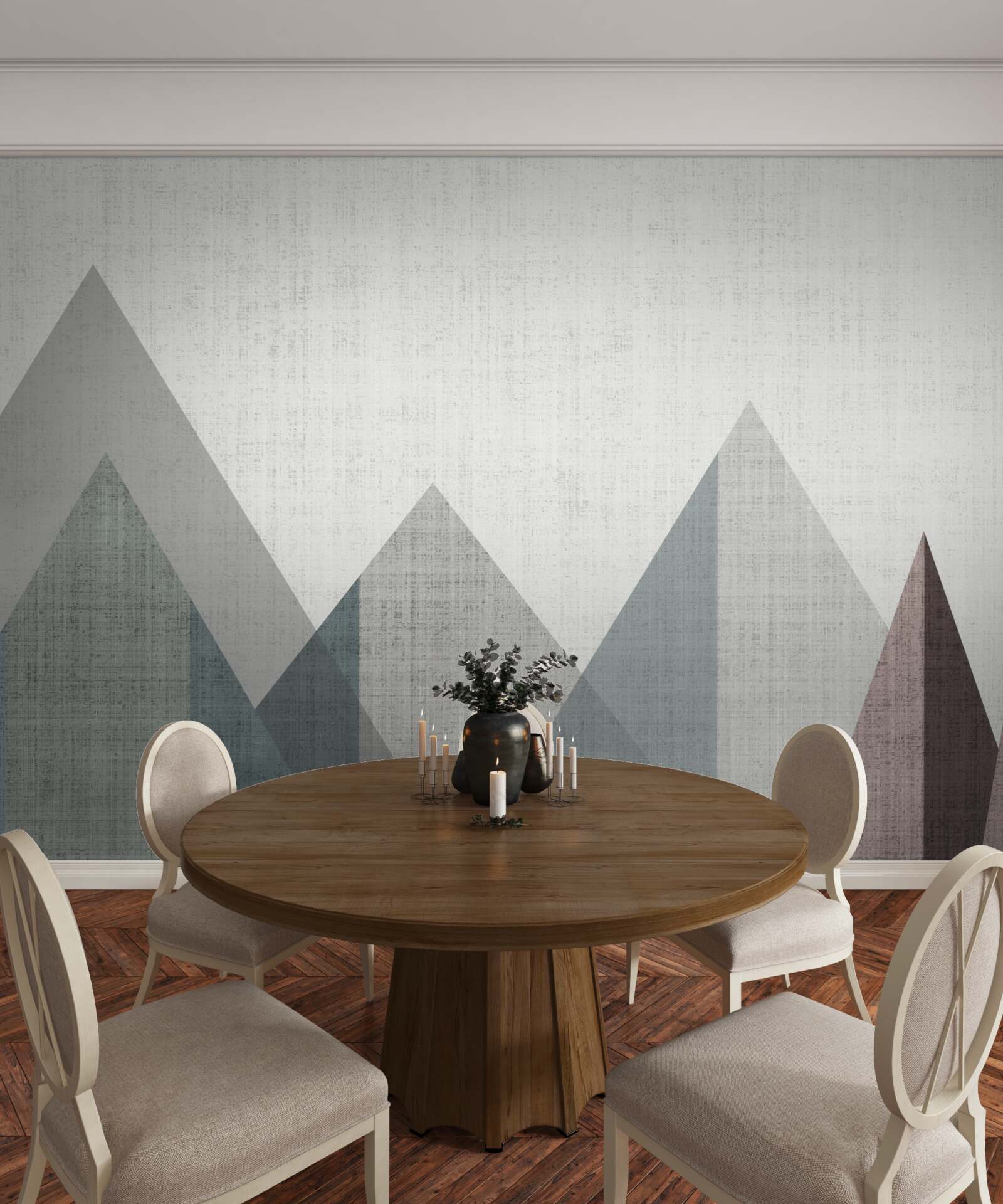 Fotobehang toppen en bergtoppen worden ondergedompeld in de kou