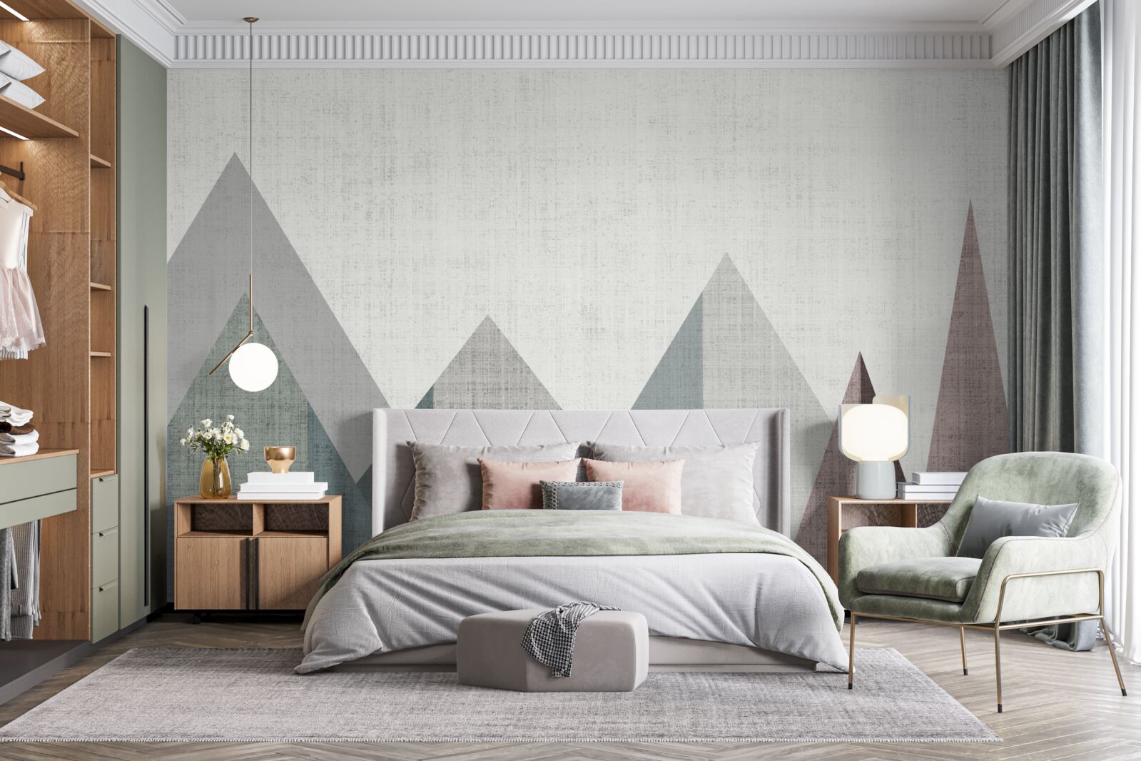 Fotobehang toppen en bergtoppen worden ondergedompeld in de kou